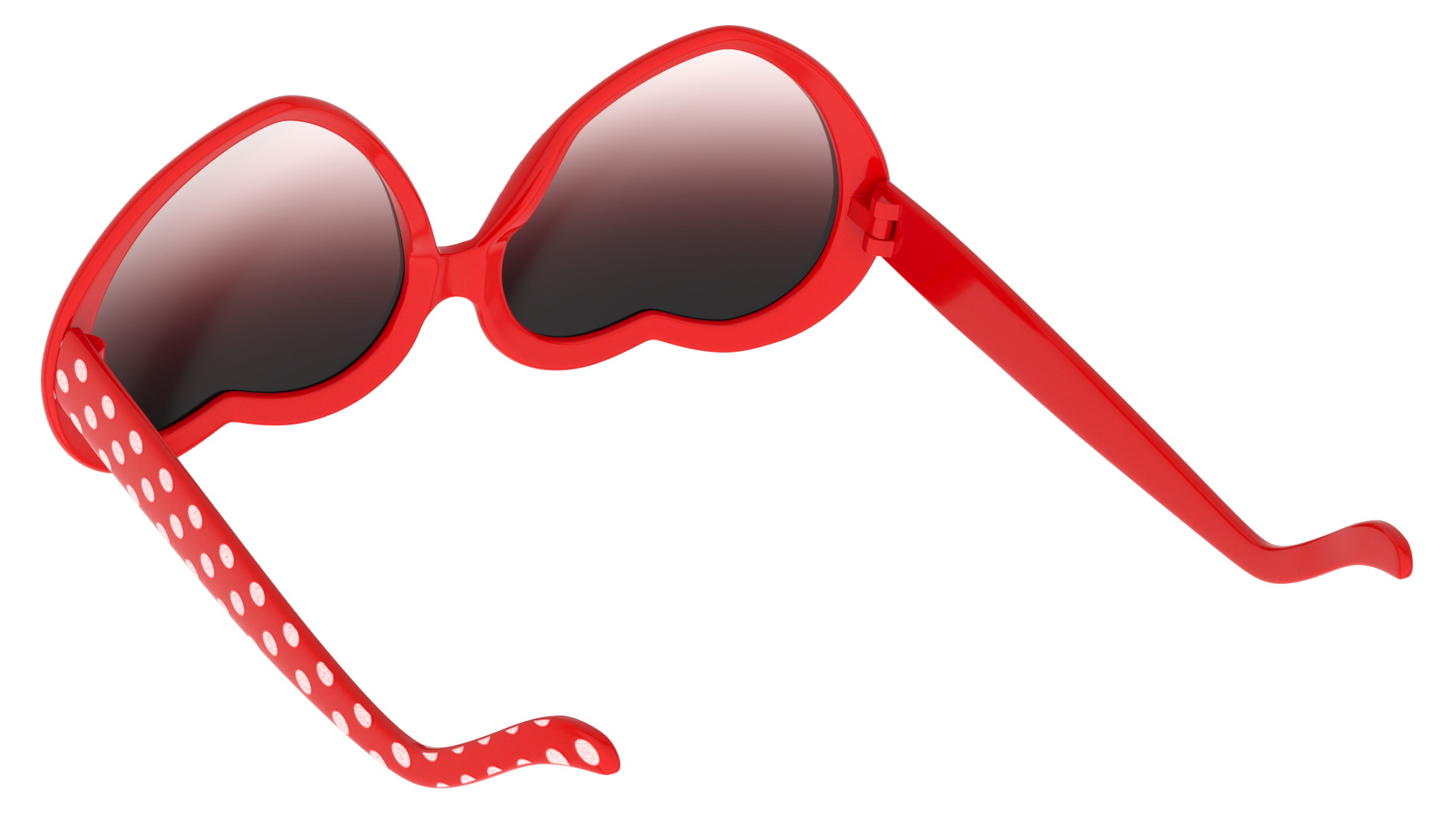 Heart Shaped Sunglasses Red Polka Dot 3D