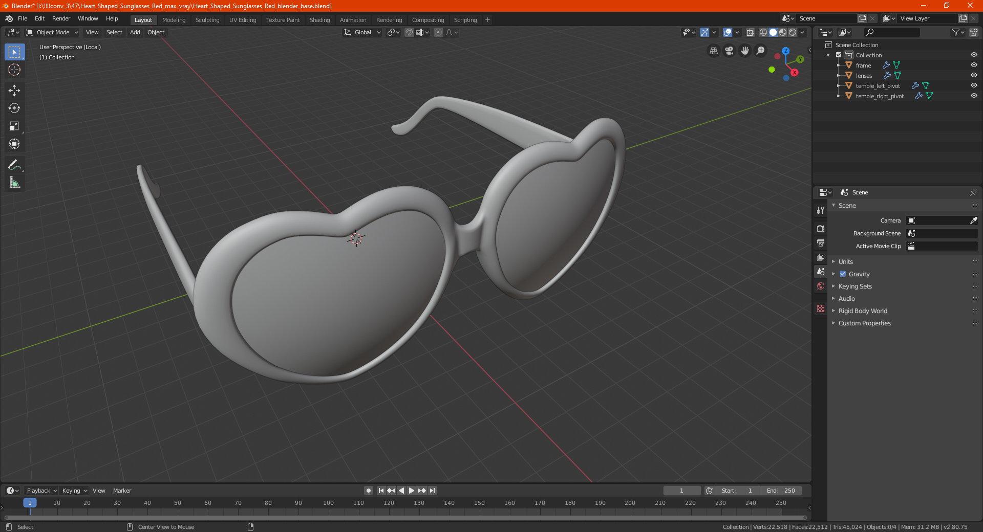 Heart Shaped Sunglasses Red Polka Dot 3D