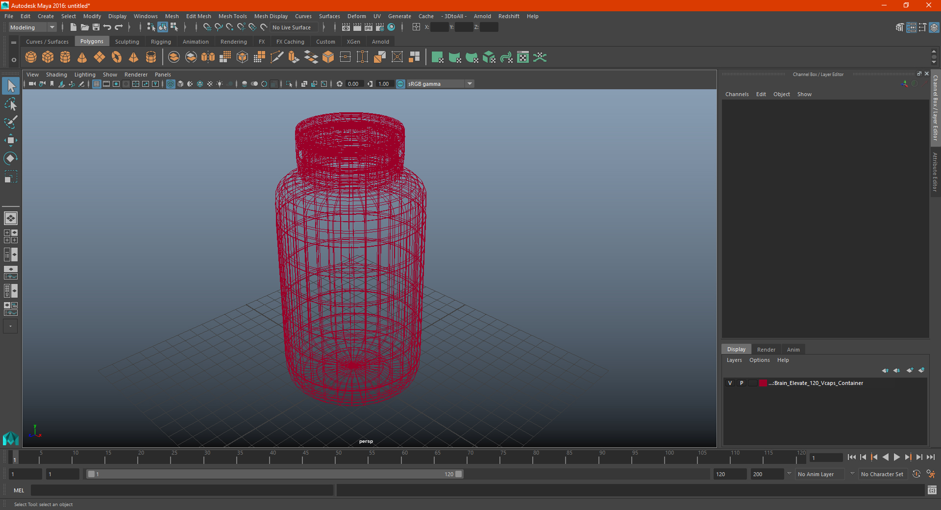 3D Brain Elevate 120 Vcaps Container model