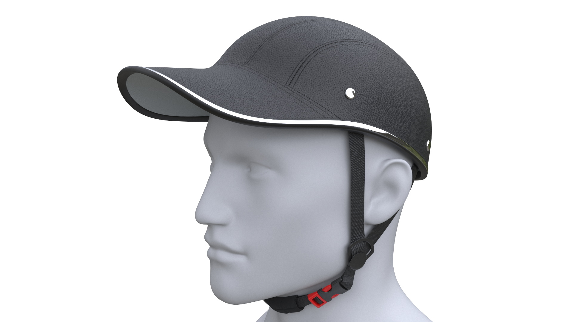 Leather Baseball Cap Safety Helmet on Mannequin 3D
