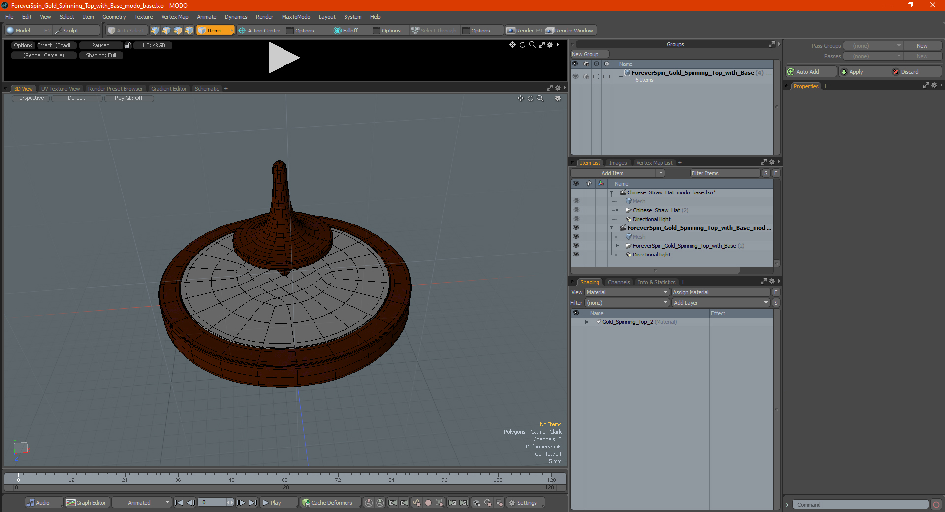 ForeverSpin Gold Spinning Top with Base 3D model