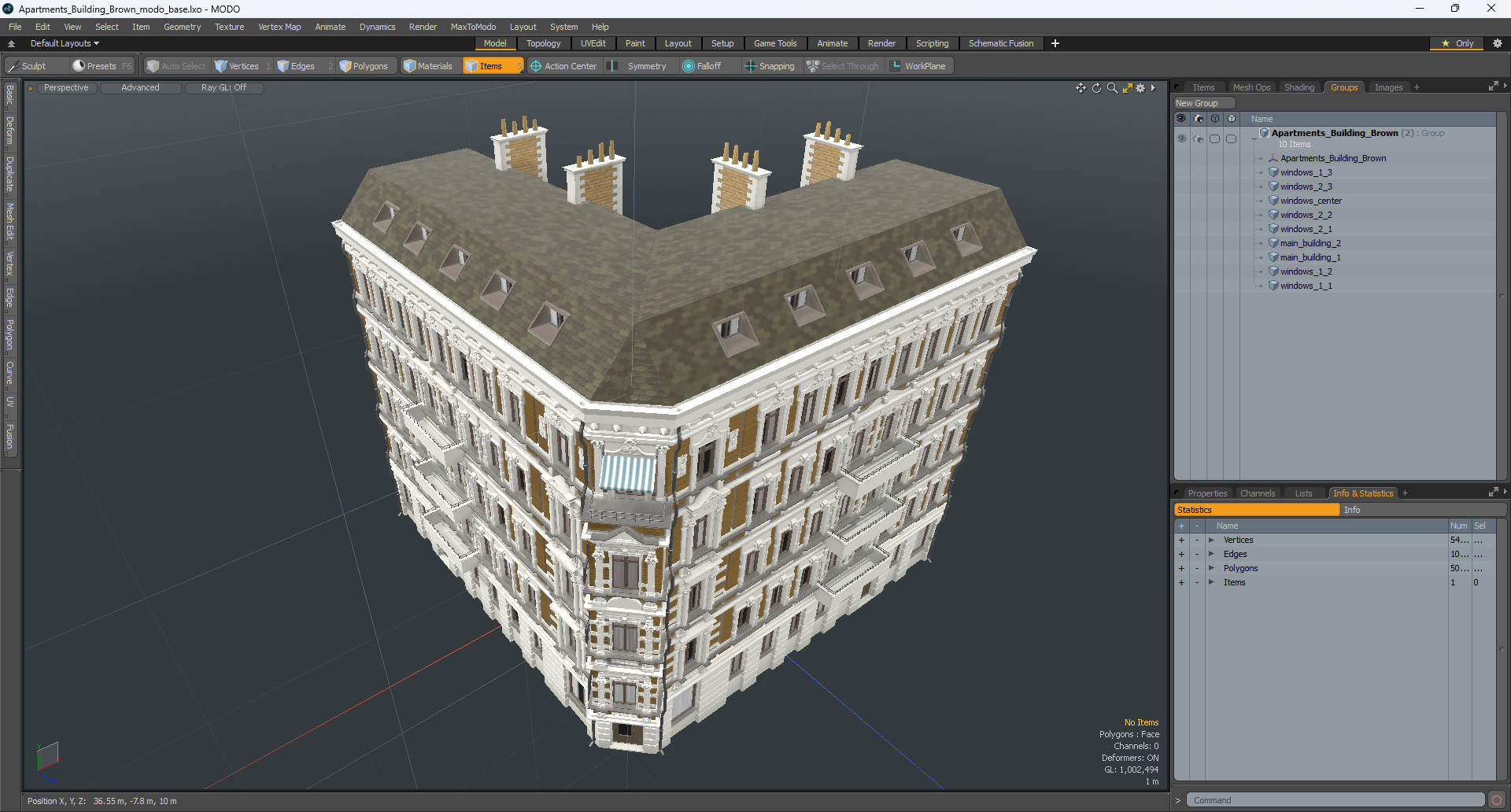 3D model Apartments Building Brown