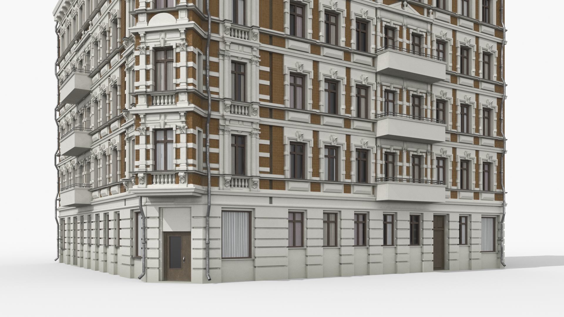 3D model Apartments Building Brown