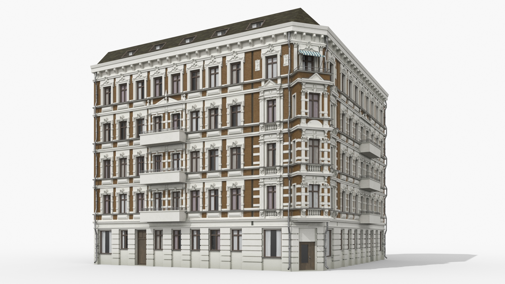 3D model Apartments Building Brown