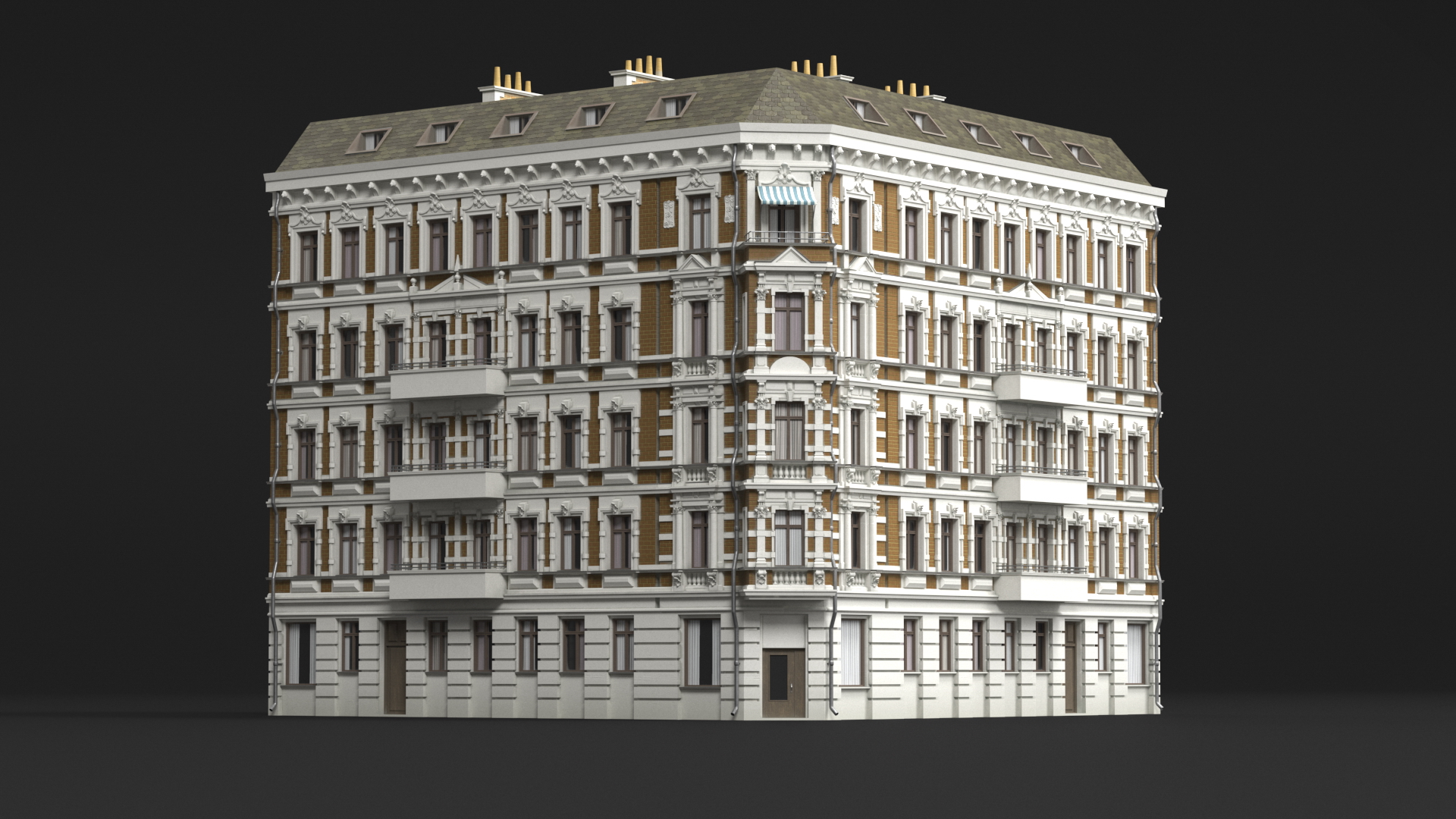 3D model Apartments Building Brown