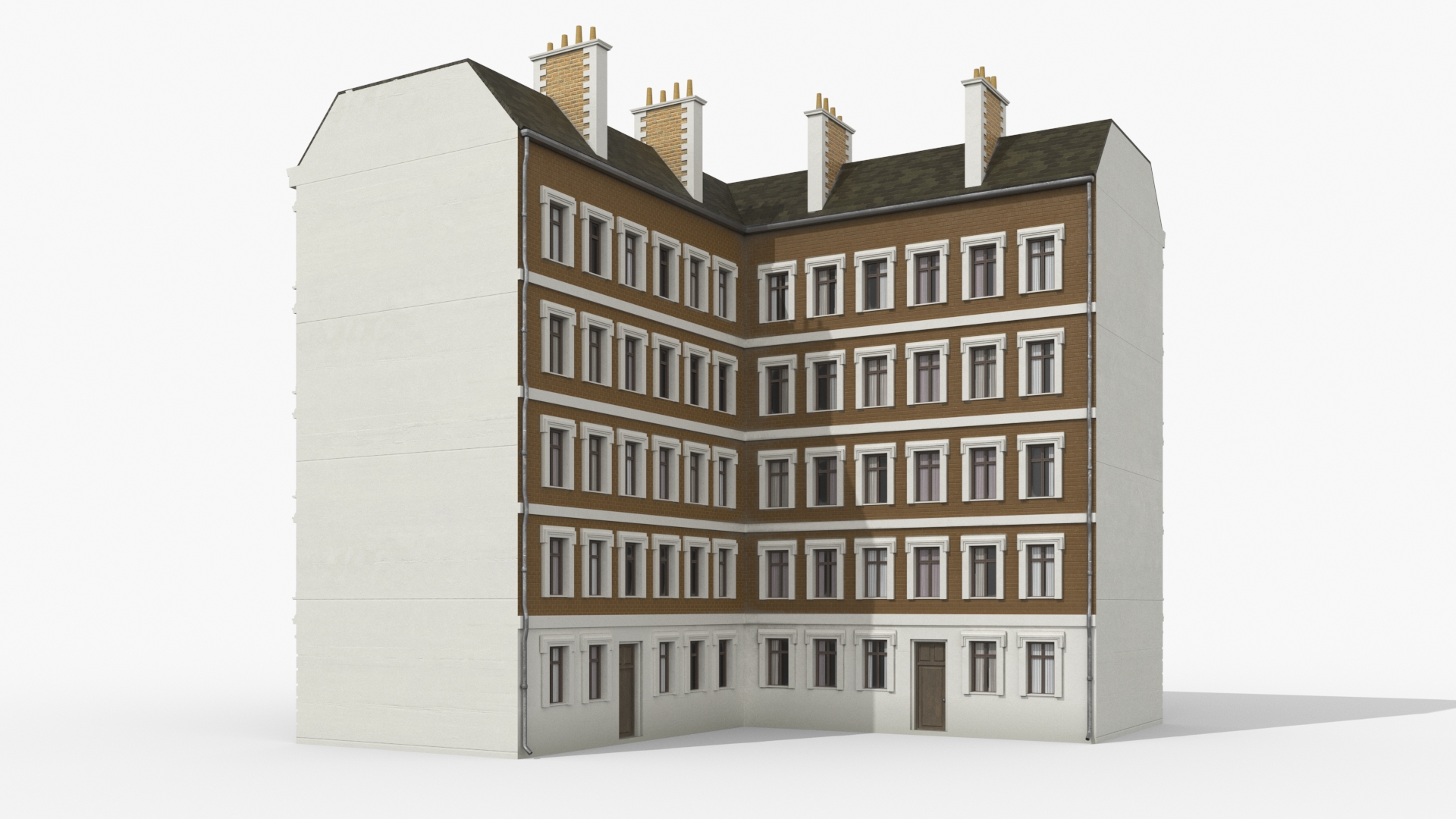 3D model Apartments Building Brown