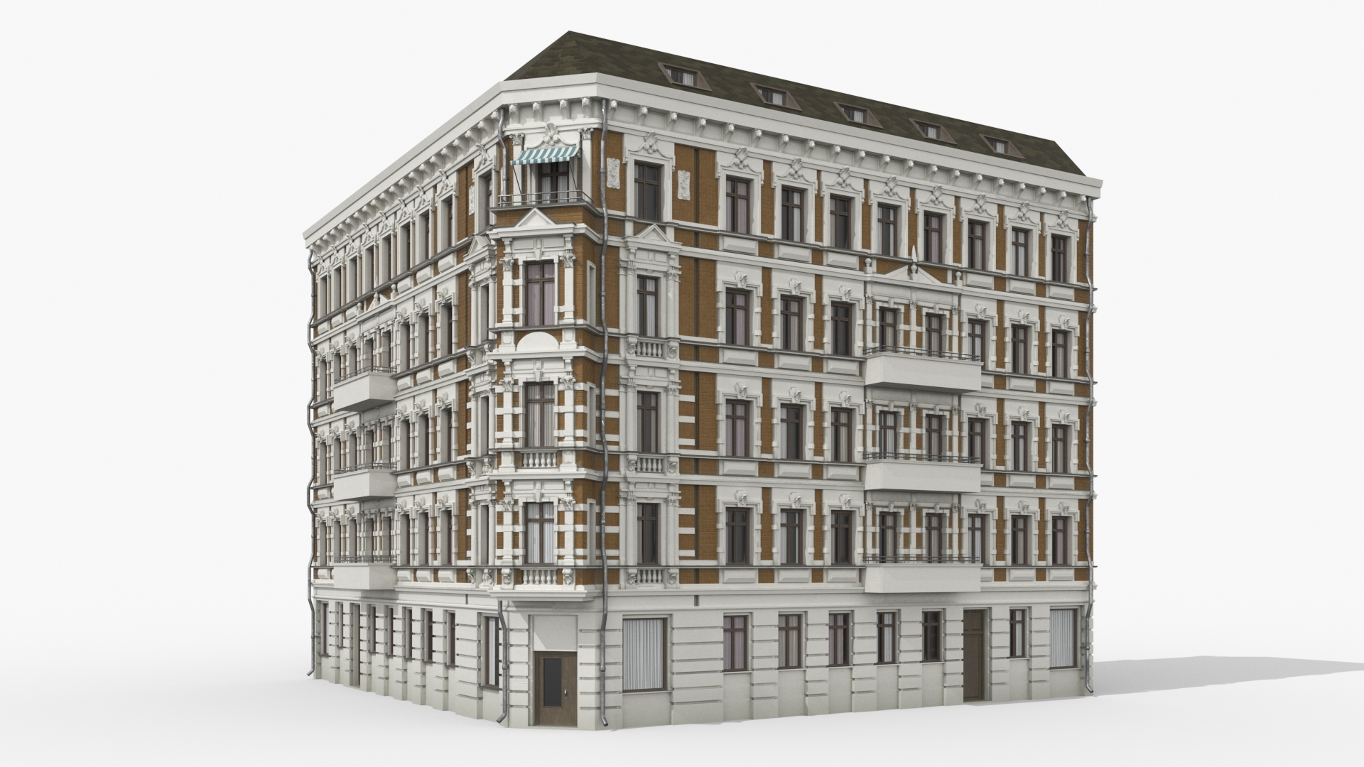 3D model Apartments Building Brown