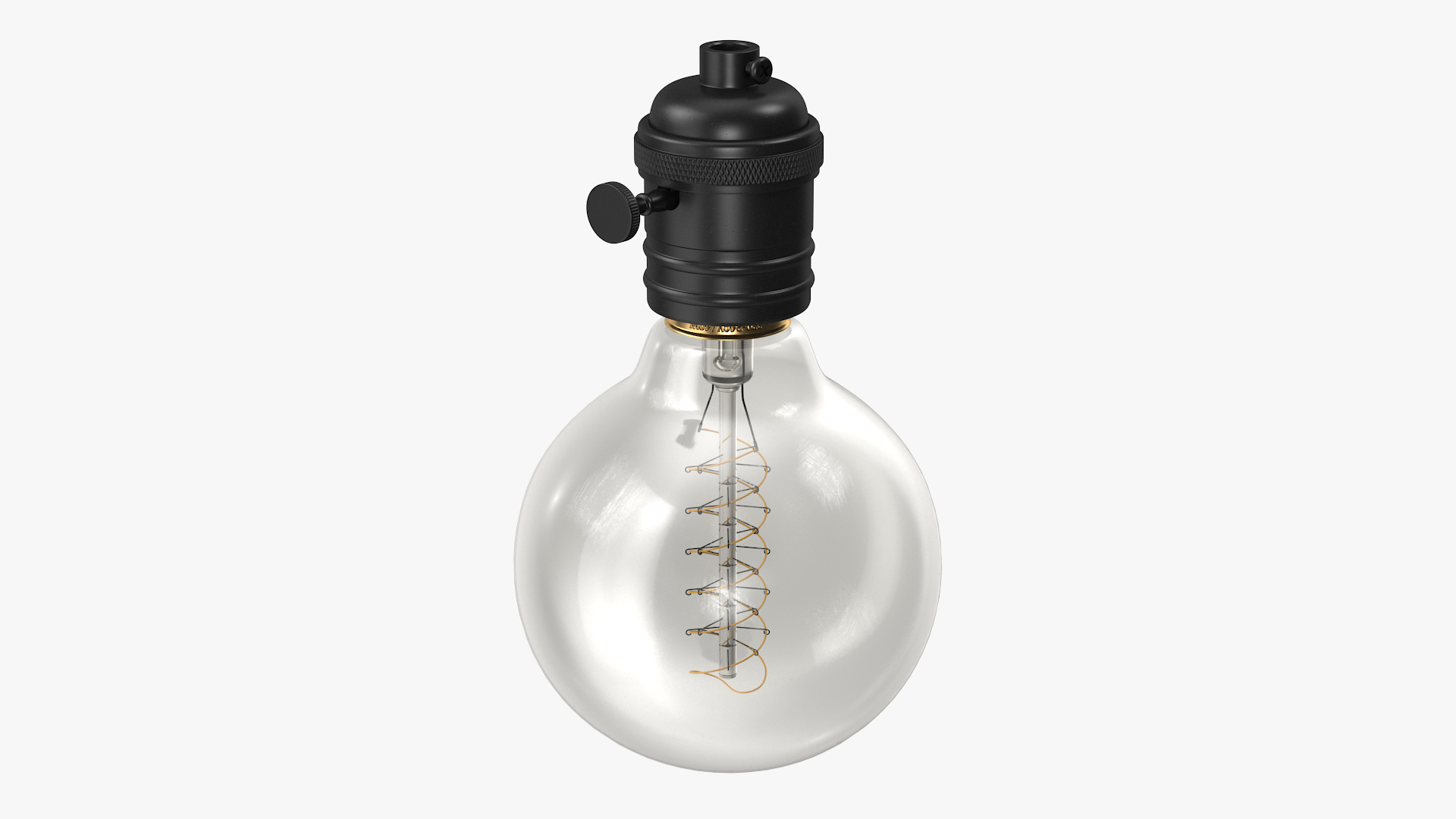 3D Black Lamp Holder with Light Bulb model