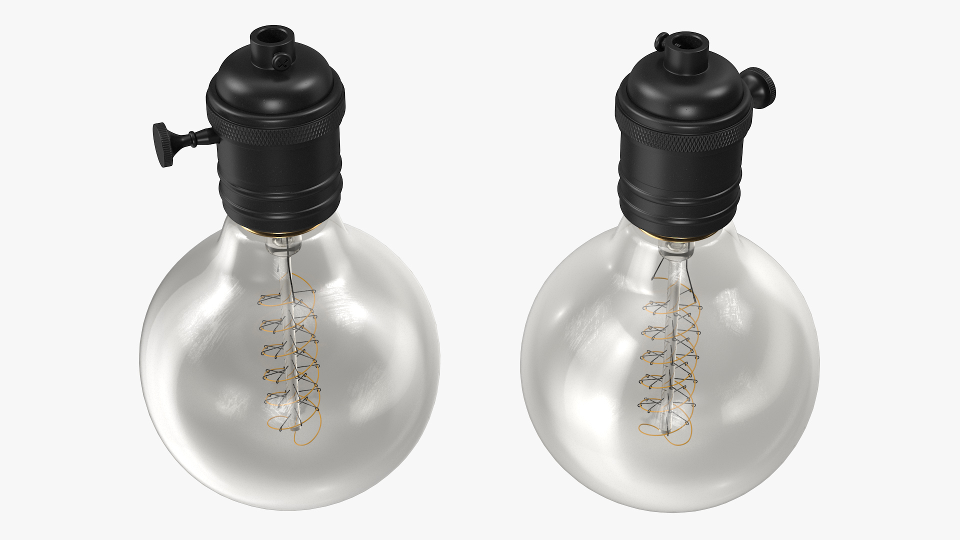 3D Black Lamp Holder with Light Bulb model