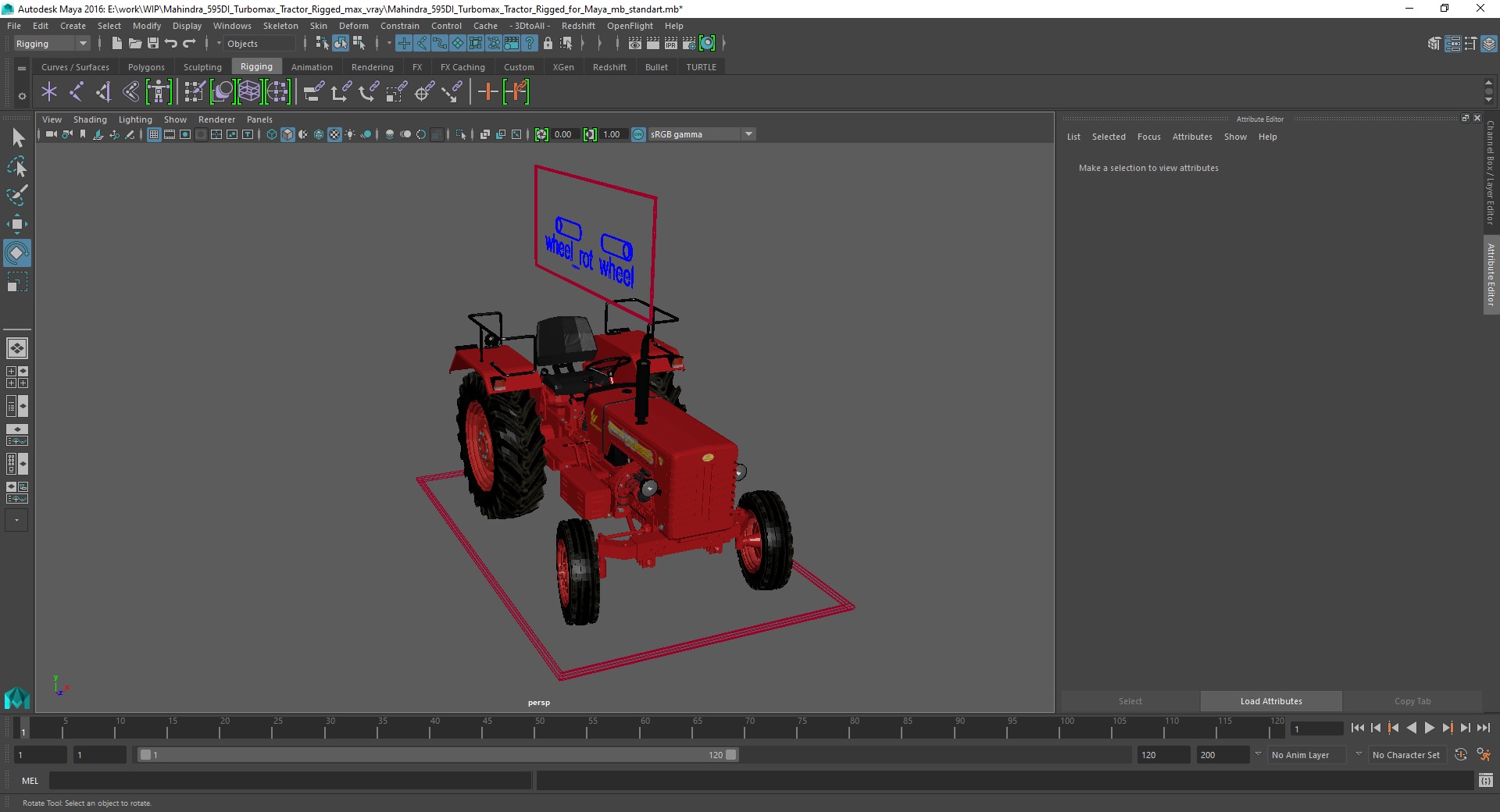 Mahindra 595DI Turbomax Tractor Rigged for Maya 3D