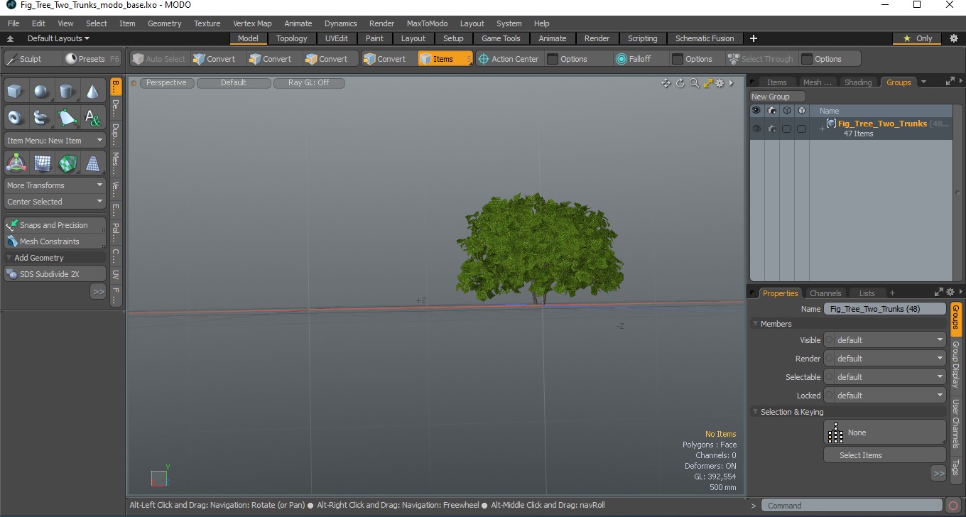 Fig Tree Two Trunks 3D model