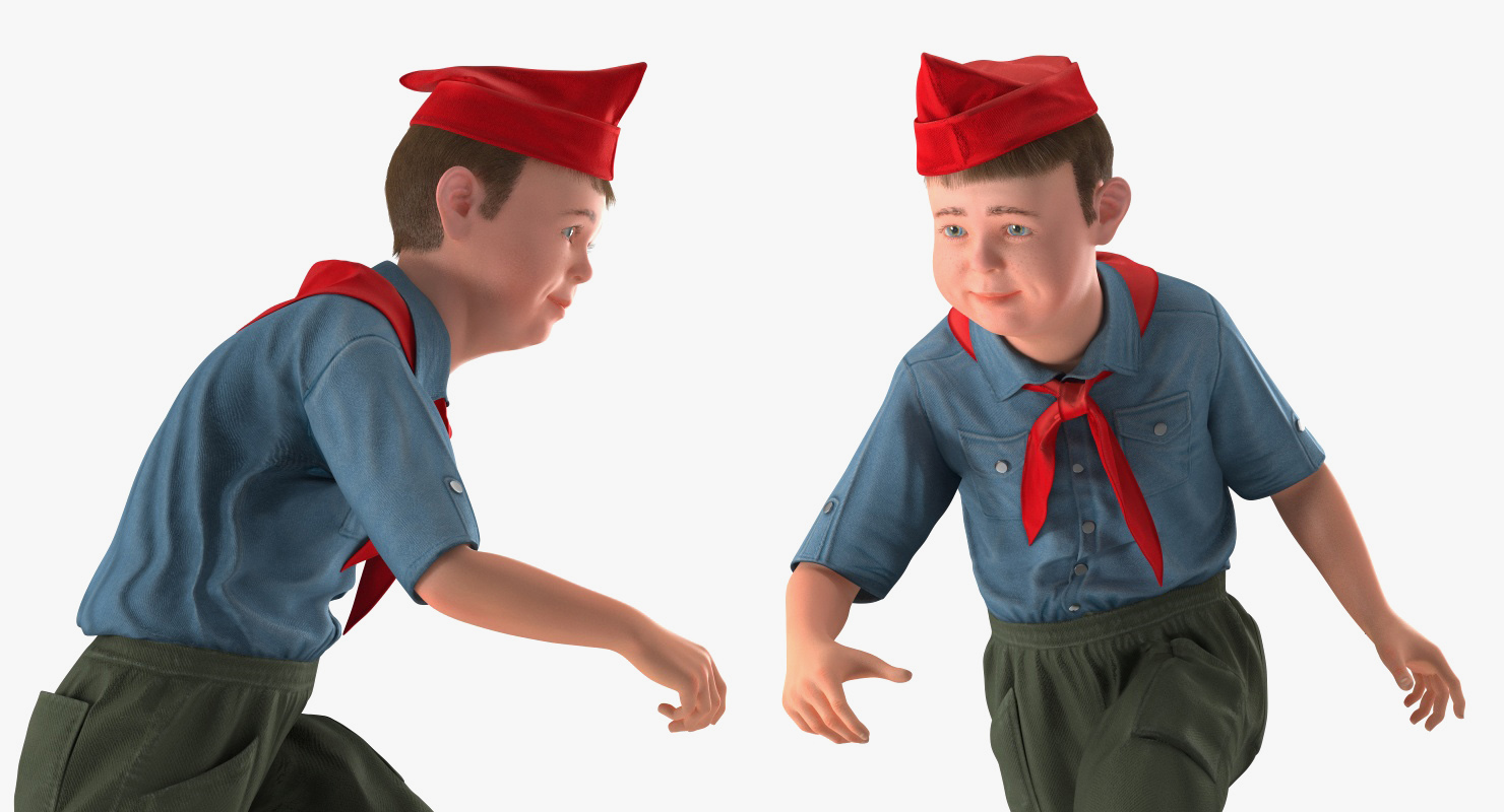 3D model Boy Running Pose Fur