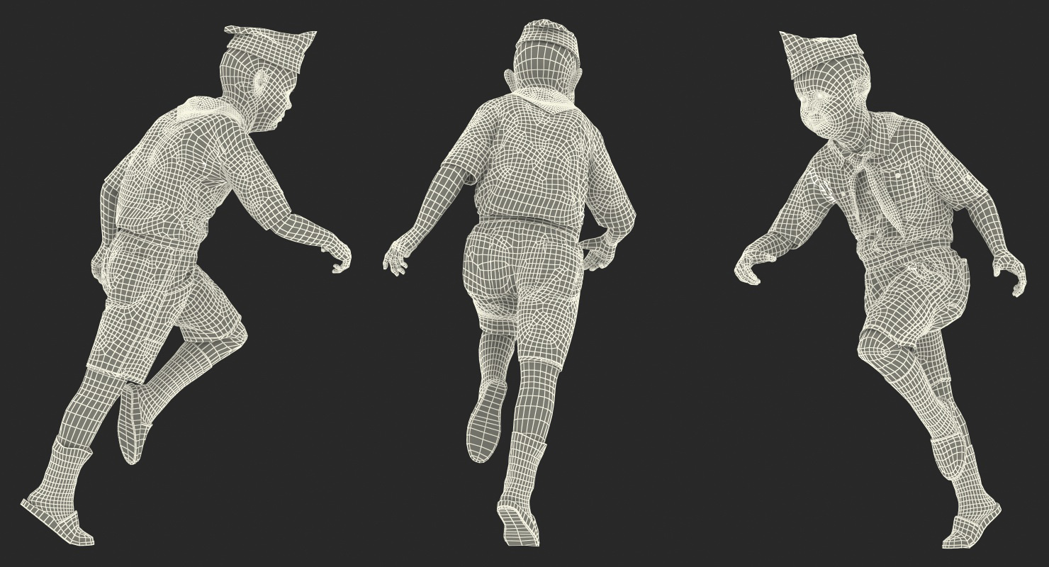 3D model Boy Running Pose Fur