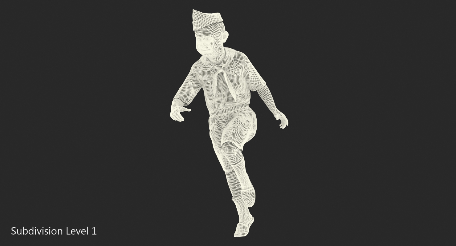 3D model Boy Running Pose Fur