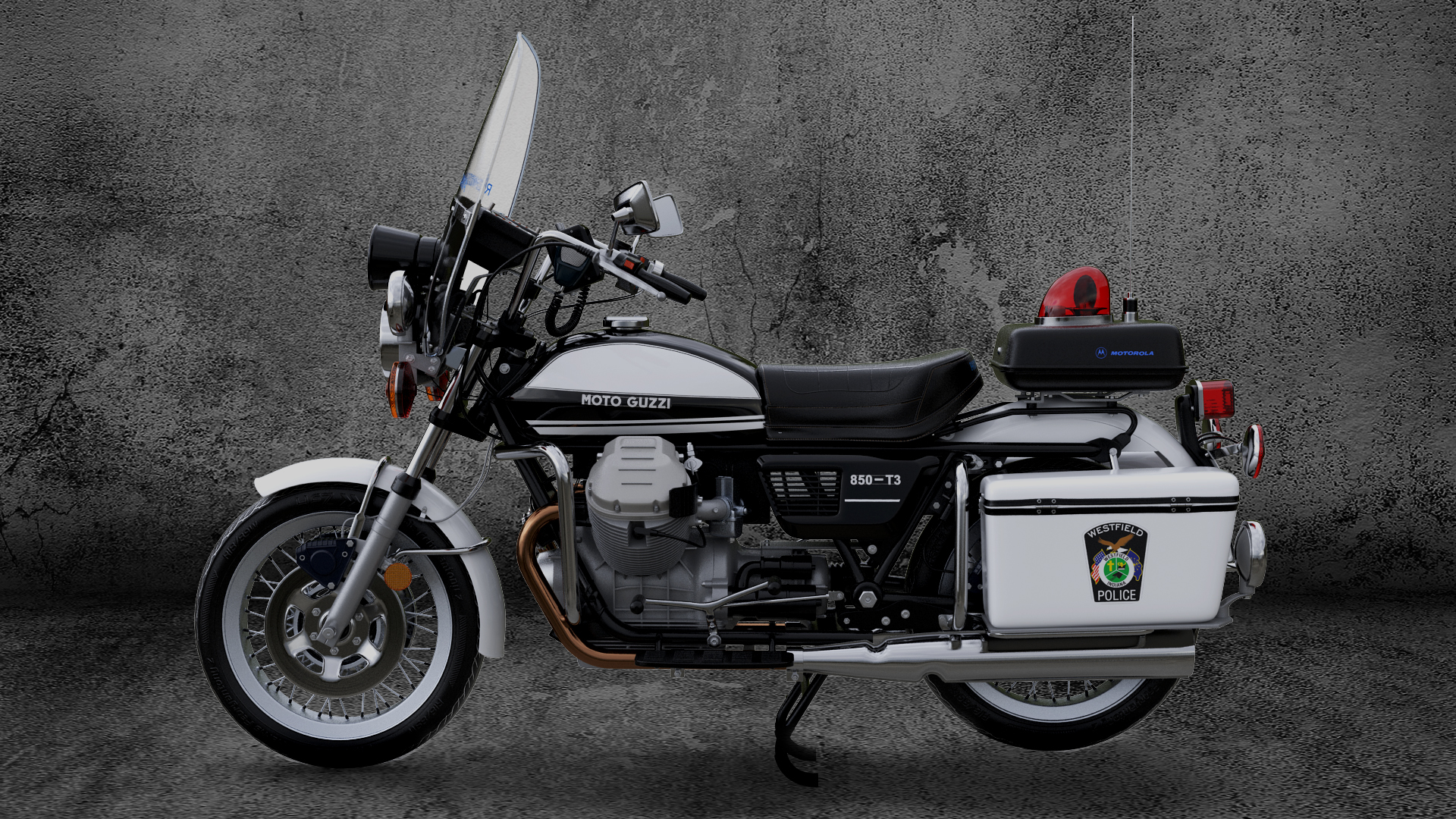 3D Moto Guzzi 850 T3 Police Bike Rigged