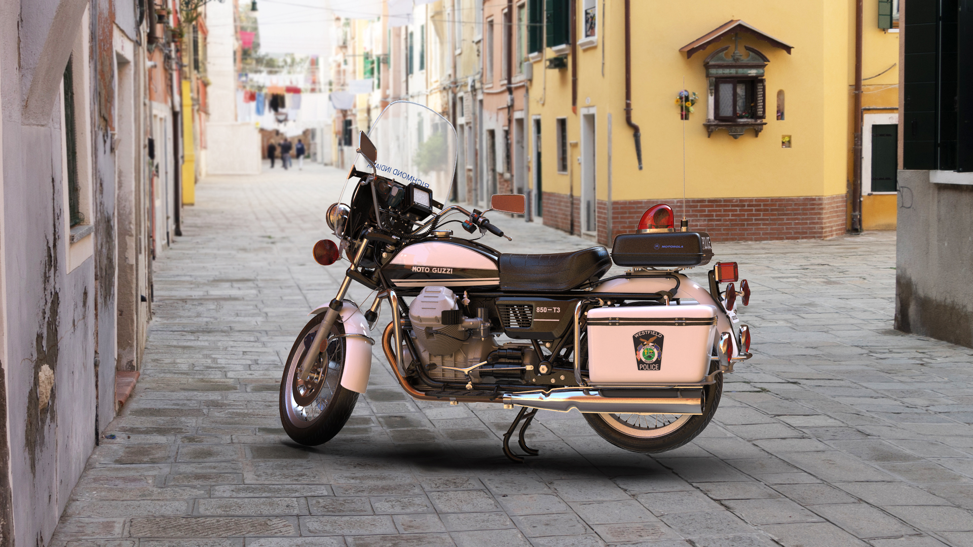 3D Moto Guzzi 850 T3 Police Bike Rigged