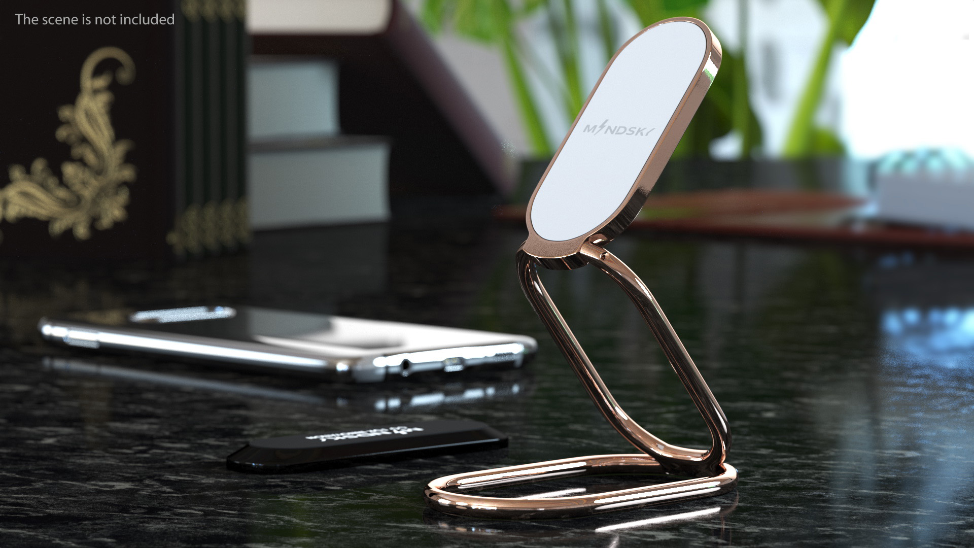 3D Finger Ring and Desktop Phone Holder Gold