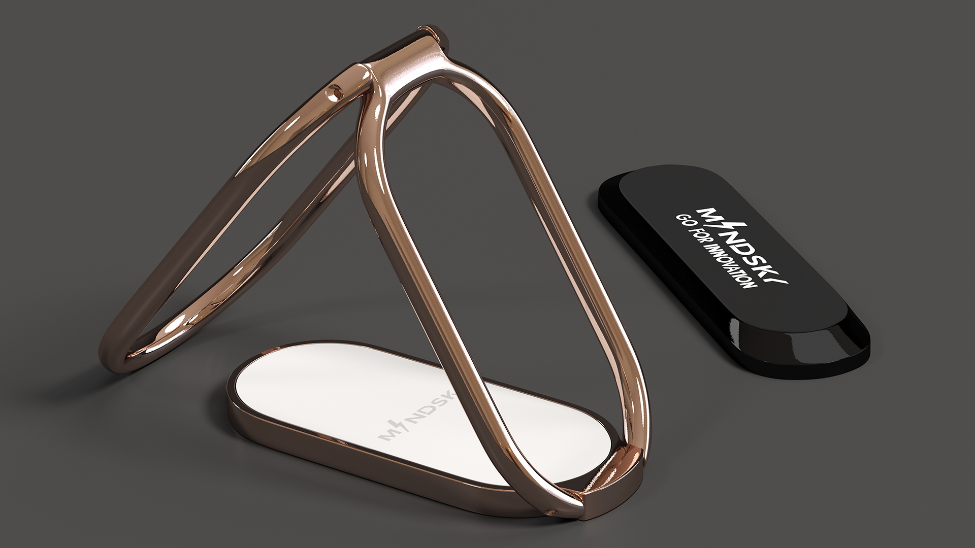 3D Finger Ring and Desktop Phone Holder Gold