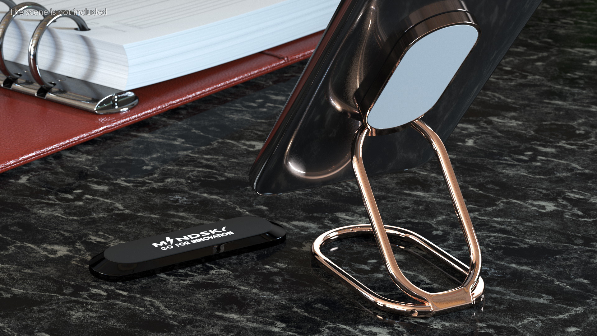 3D Finger Ring and Desktop Phone Holder Gold