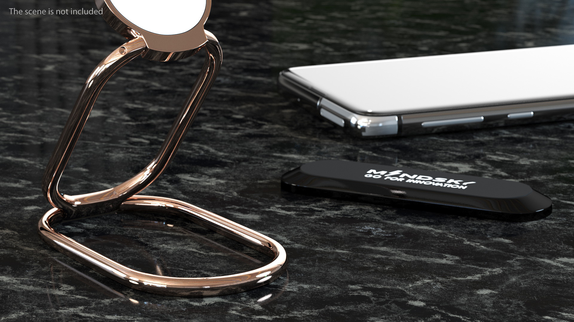 3D Finger Ring and Desktop Phone Holder Gold