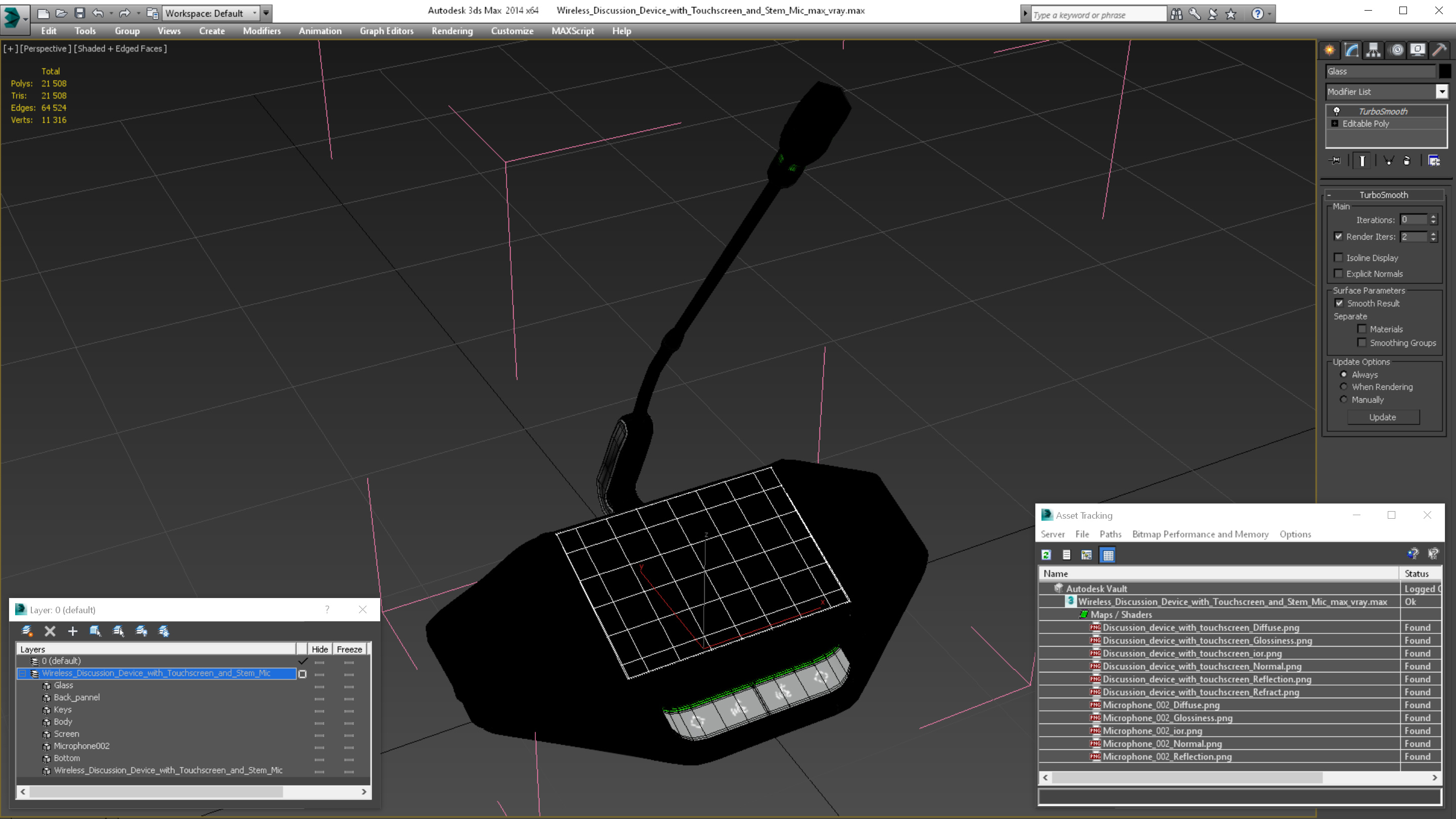 3D Wireless Discussion Device with Touchscreen and Stem Mic
