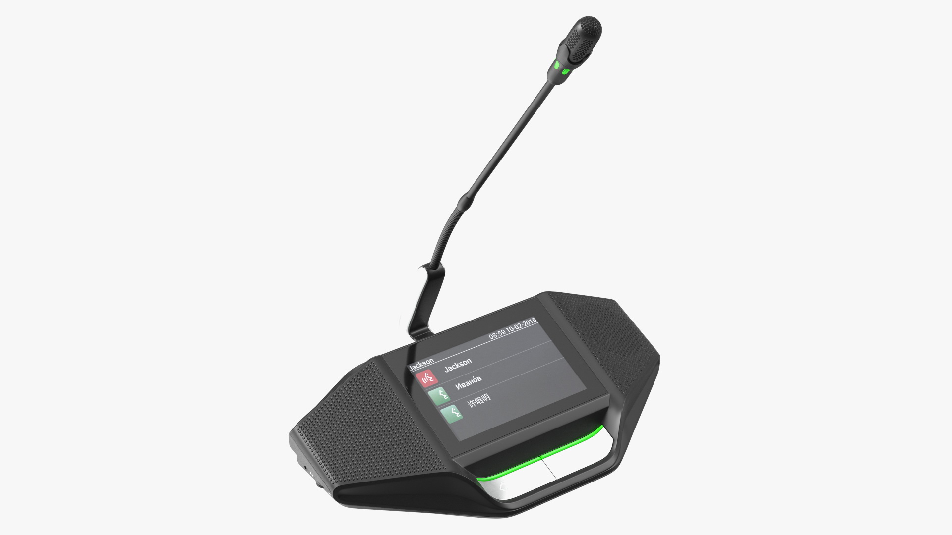 3D Wireless Discussion Device with Touchscreen and Stem Mic