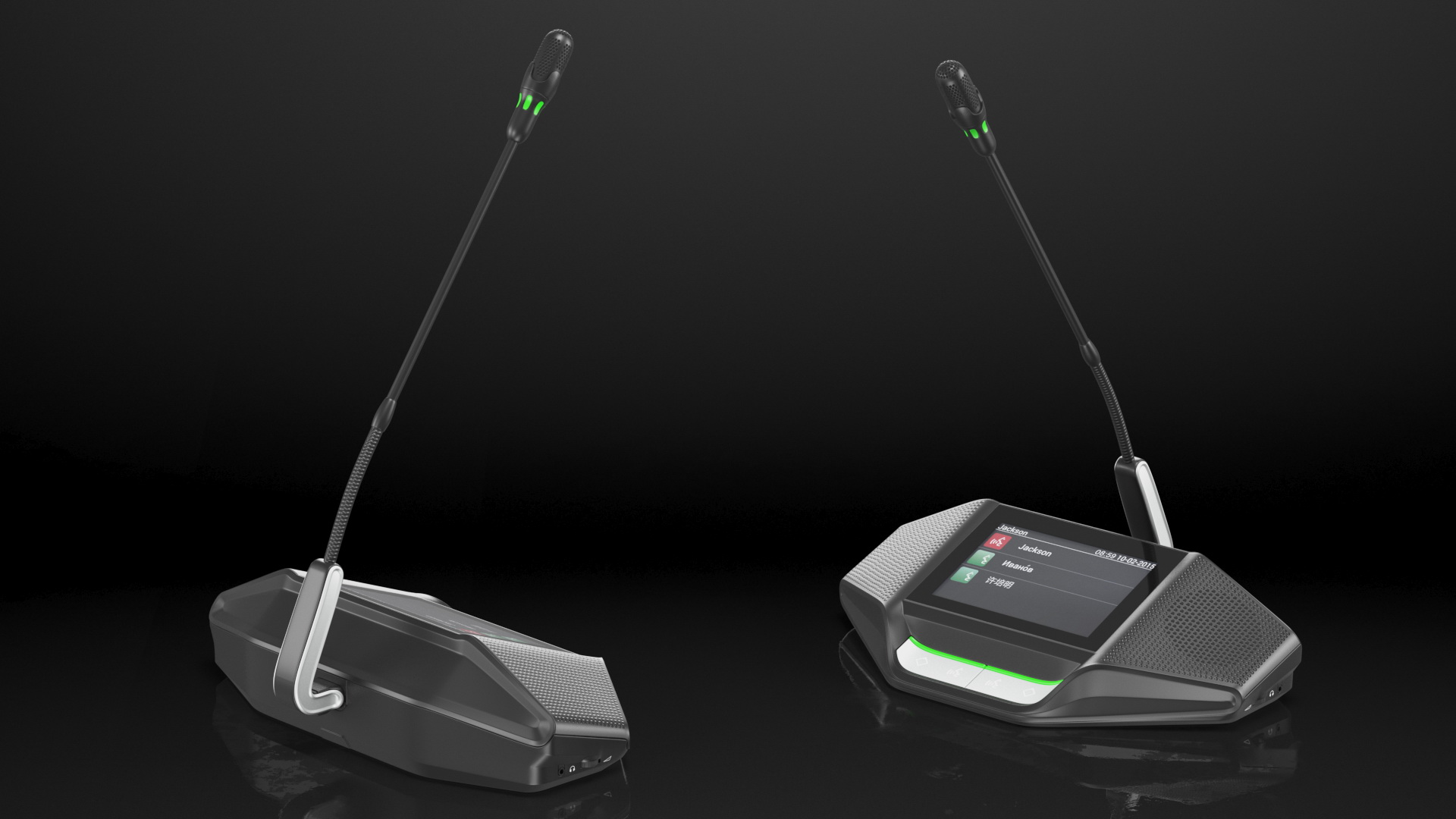 3D Wireless Discussion Device with Touchscreen and Stem Mic