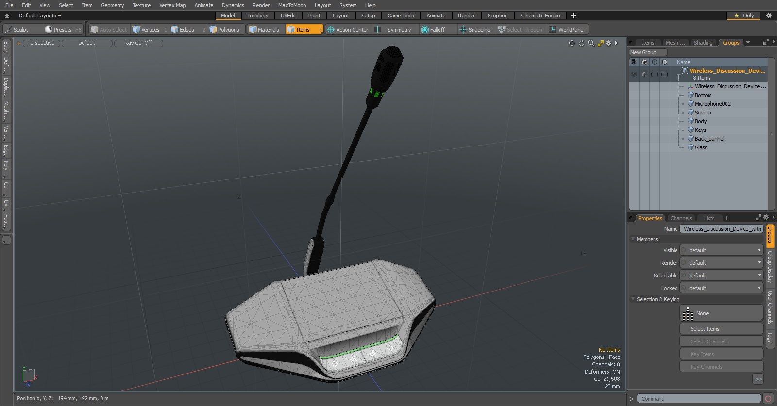 3D Wireless Discussion Device with Touchscreen and Stem Mic