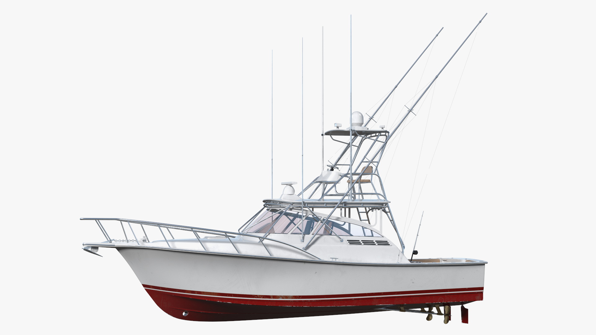 3D Used Sports Fishing Boat Henriques 35 Red