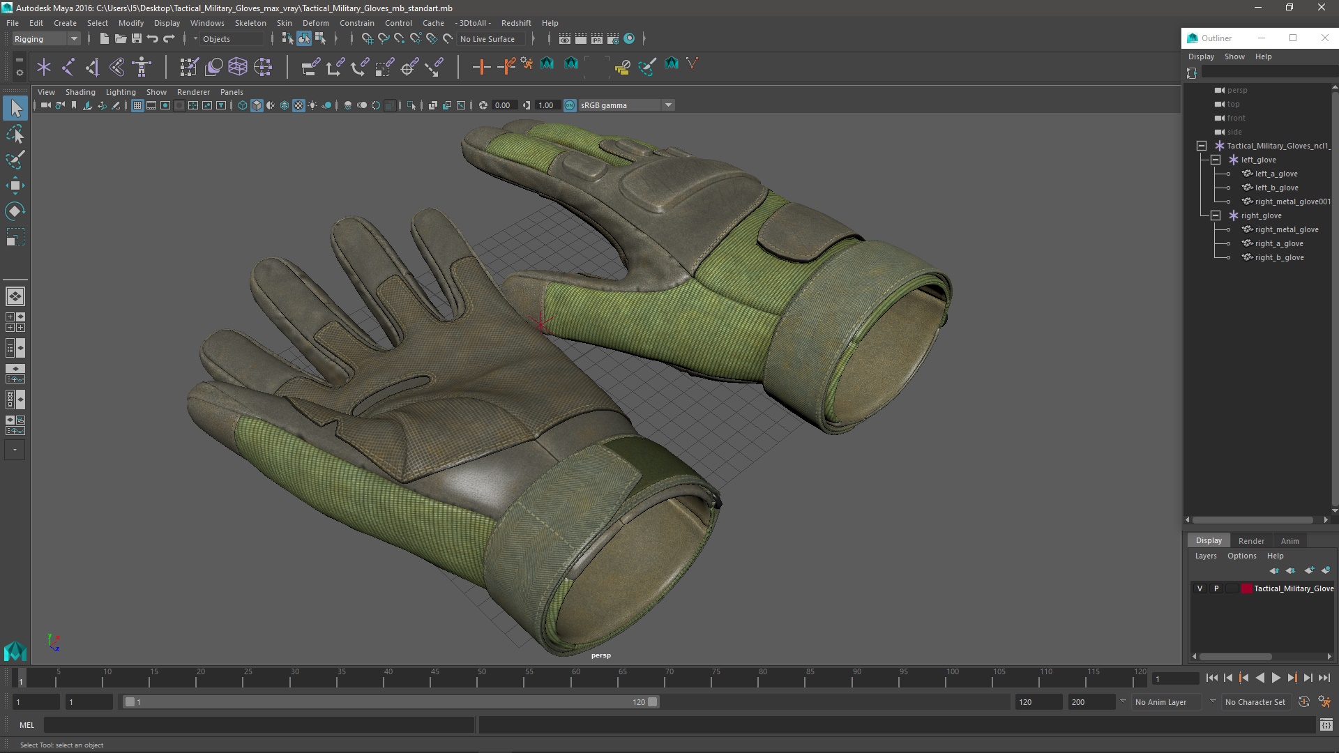 Tactical Military Gloves 3D model