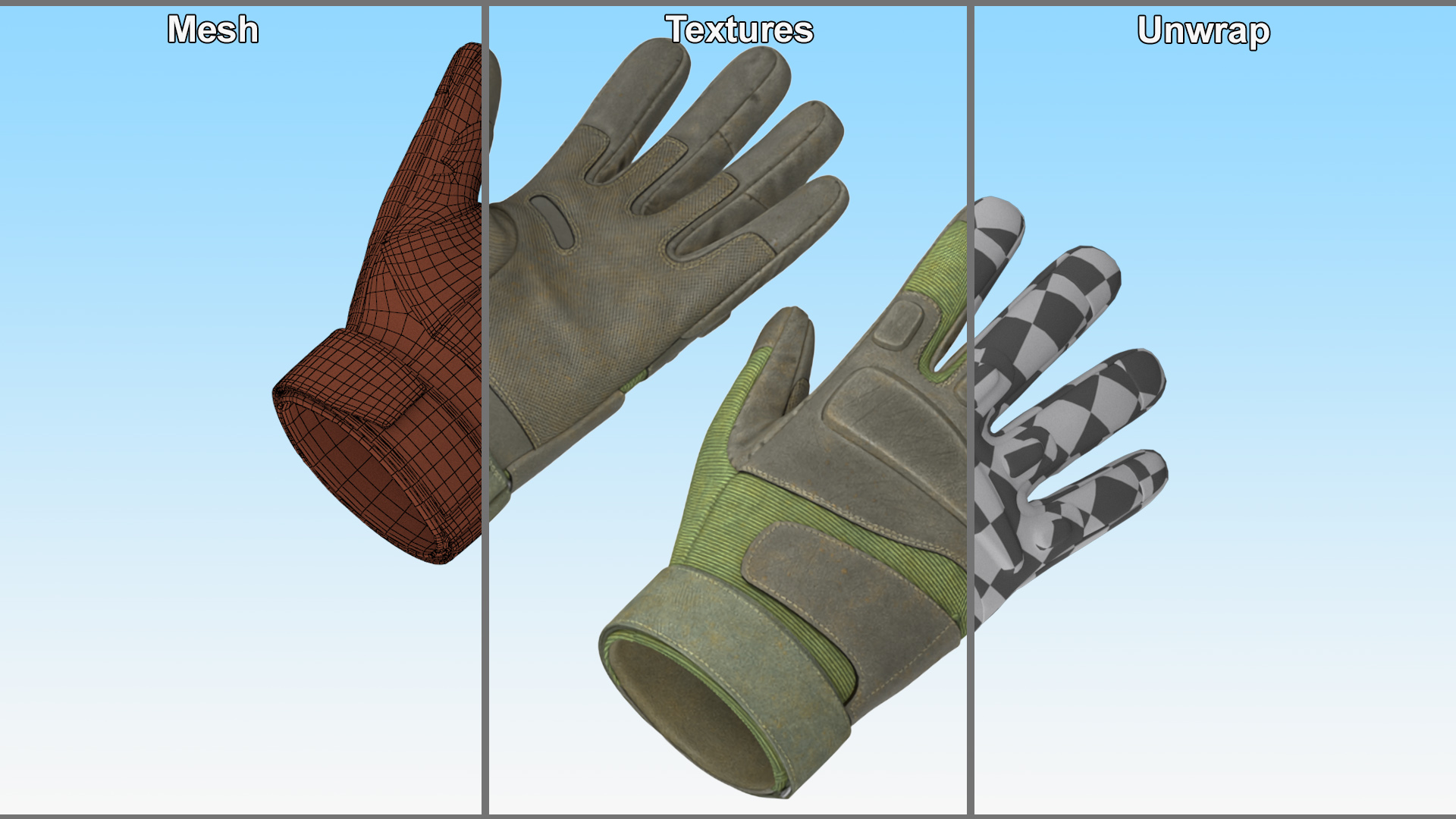 Tactical Military Gloves 3D model