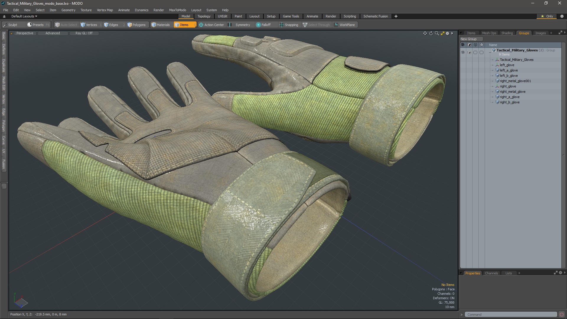 Tactical Military Gloves 3D model