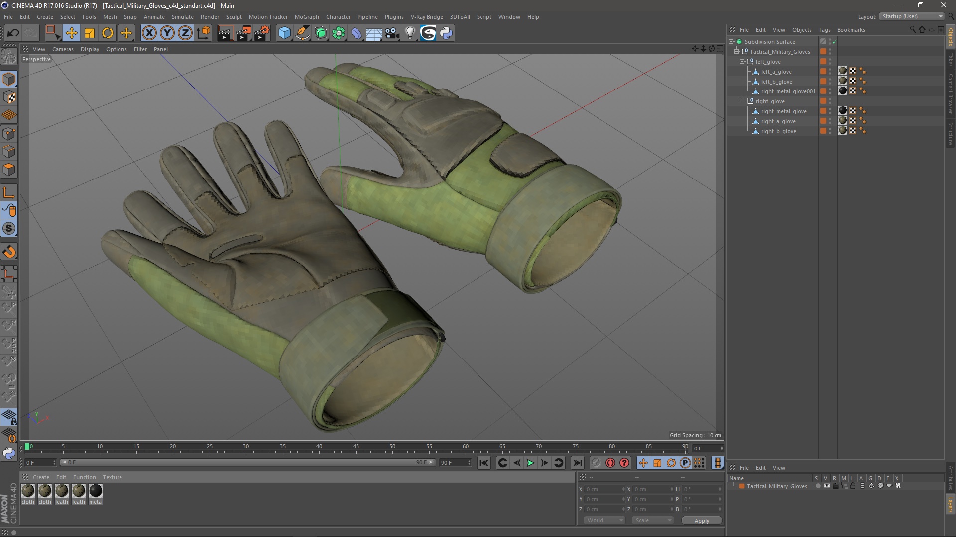 Tactical Military Gloves 3D model