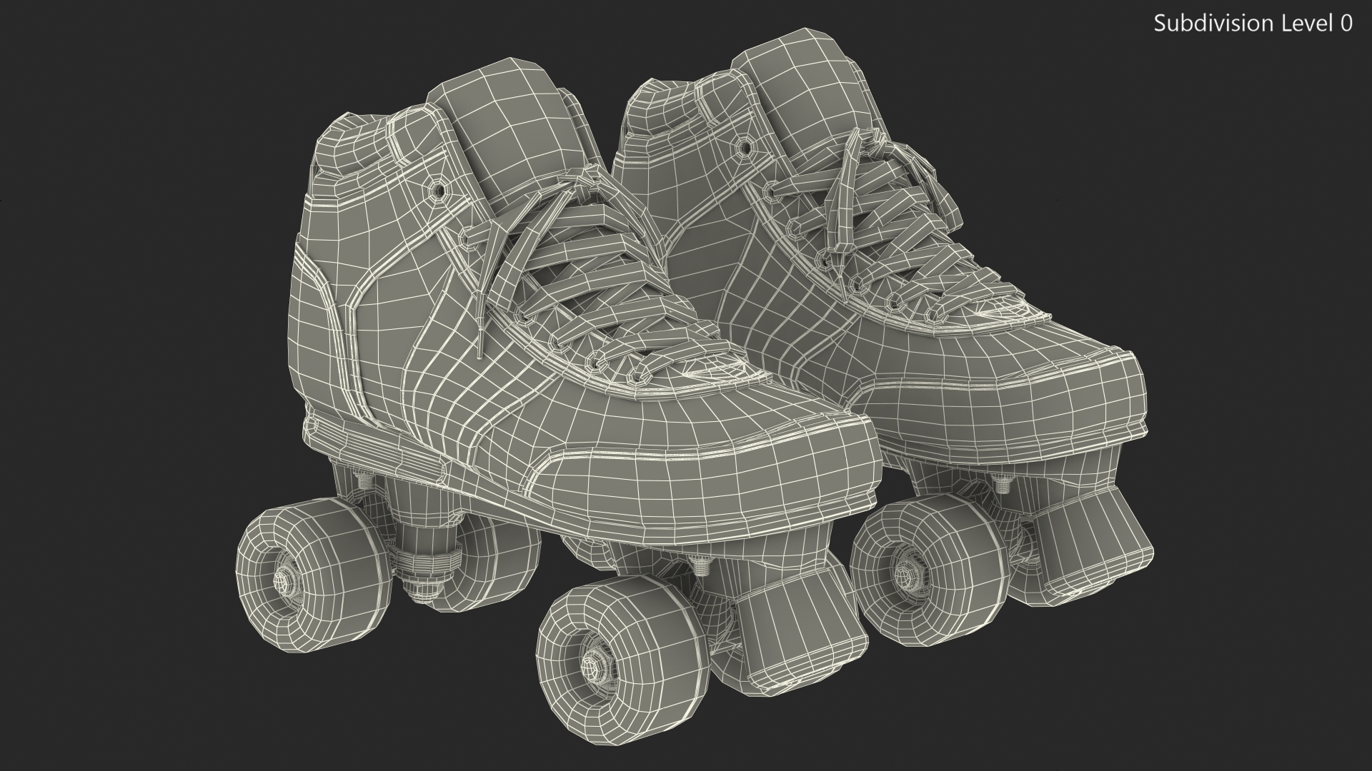 Quad Roller Skates Black 3D model