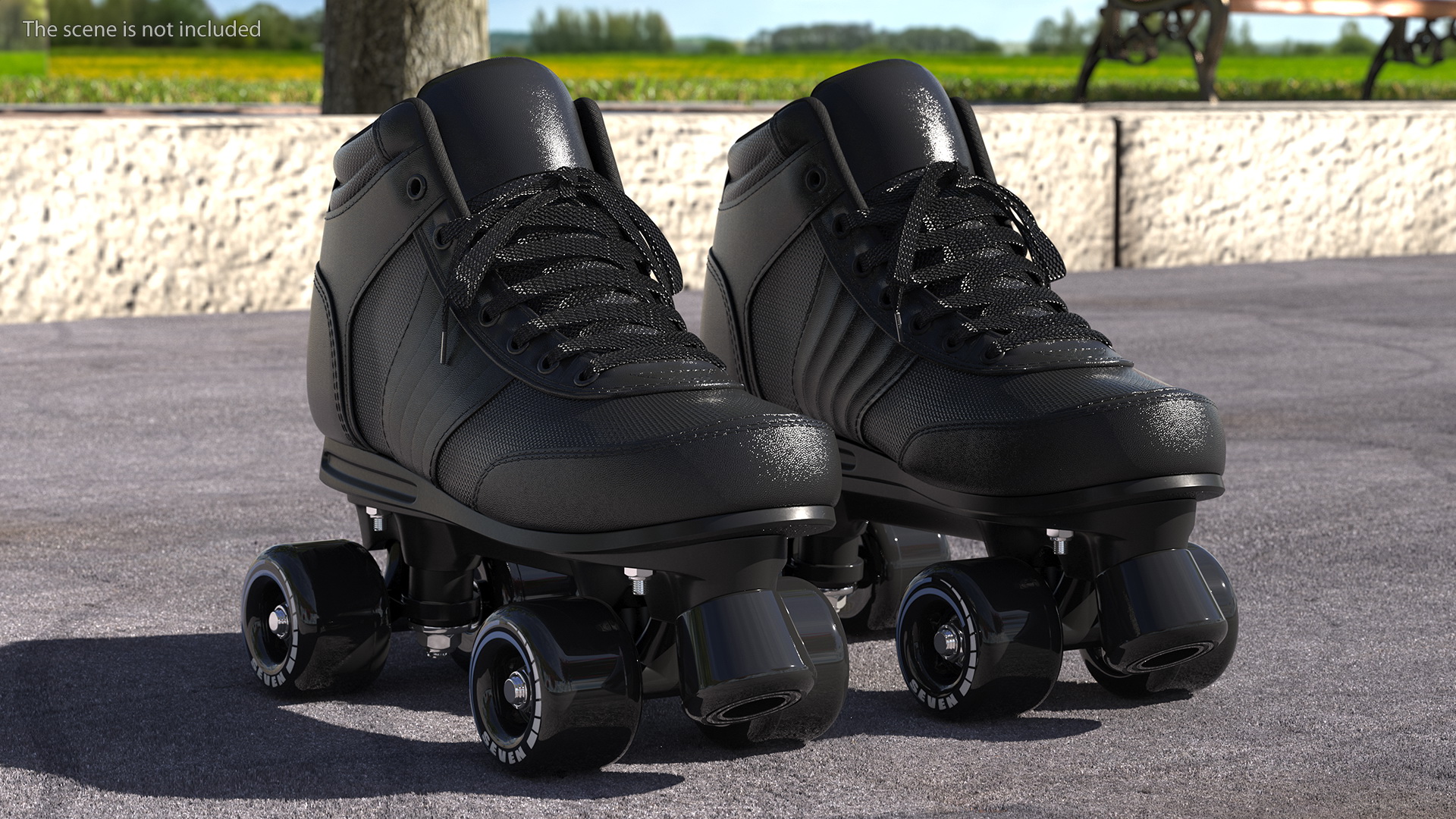 Quad Roller Skates Black 3D model