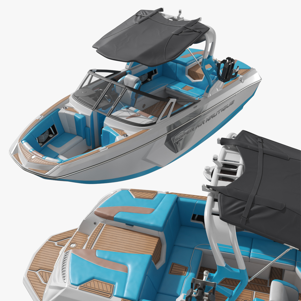 Wake Surf Boat with Boarding Dock - Rigged