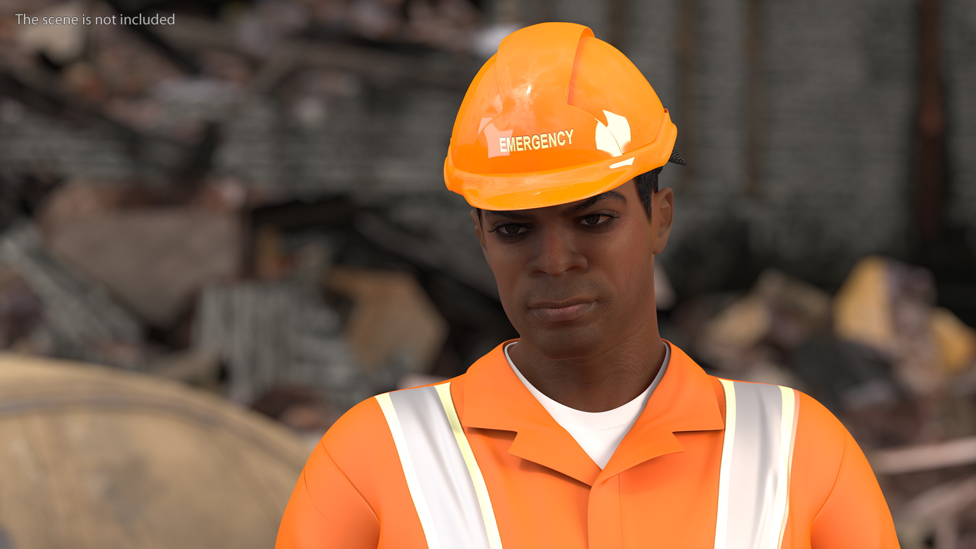 3D Light Skin Black Rescuer Rigged