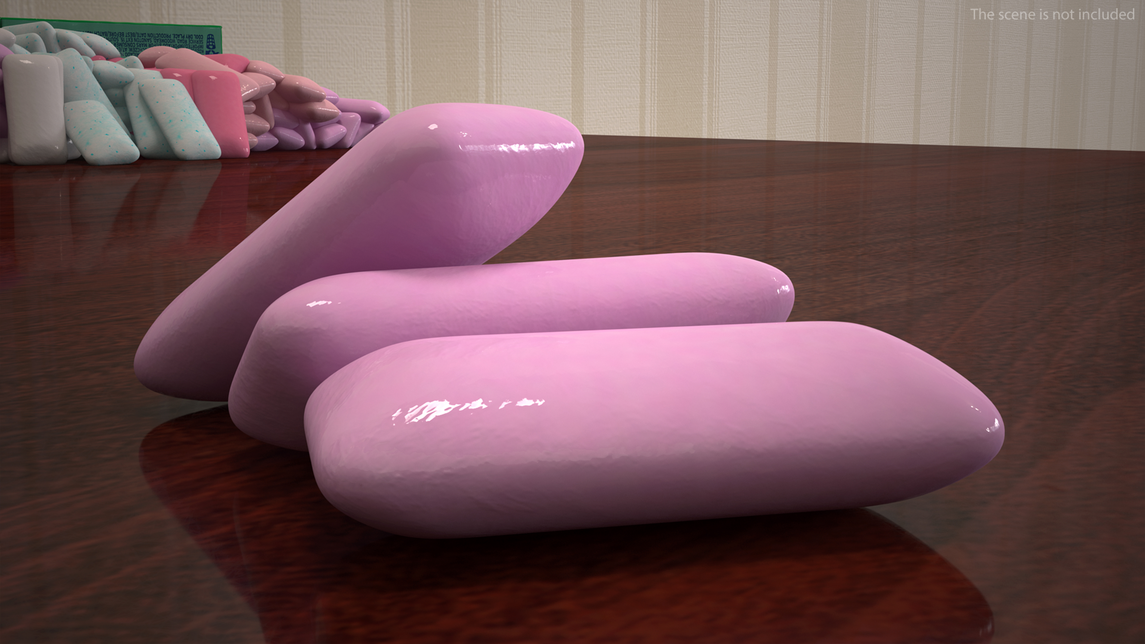 3D Pile of Chewing Gum Pads Purple