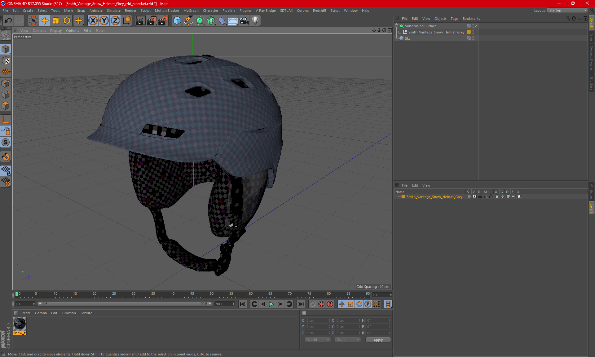 3D model Smith Vantage Snow Helmet Grey