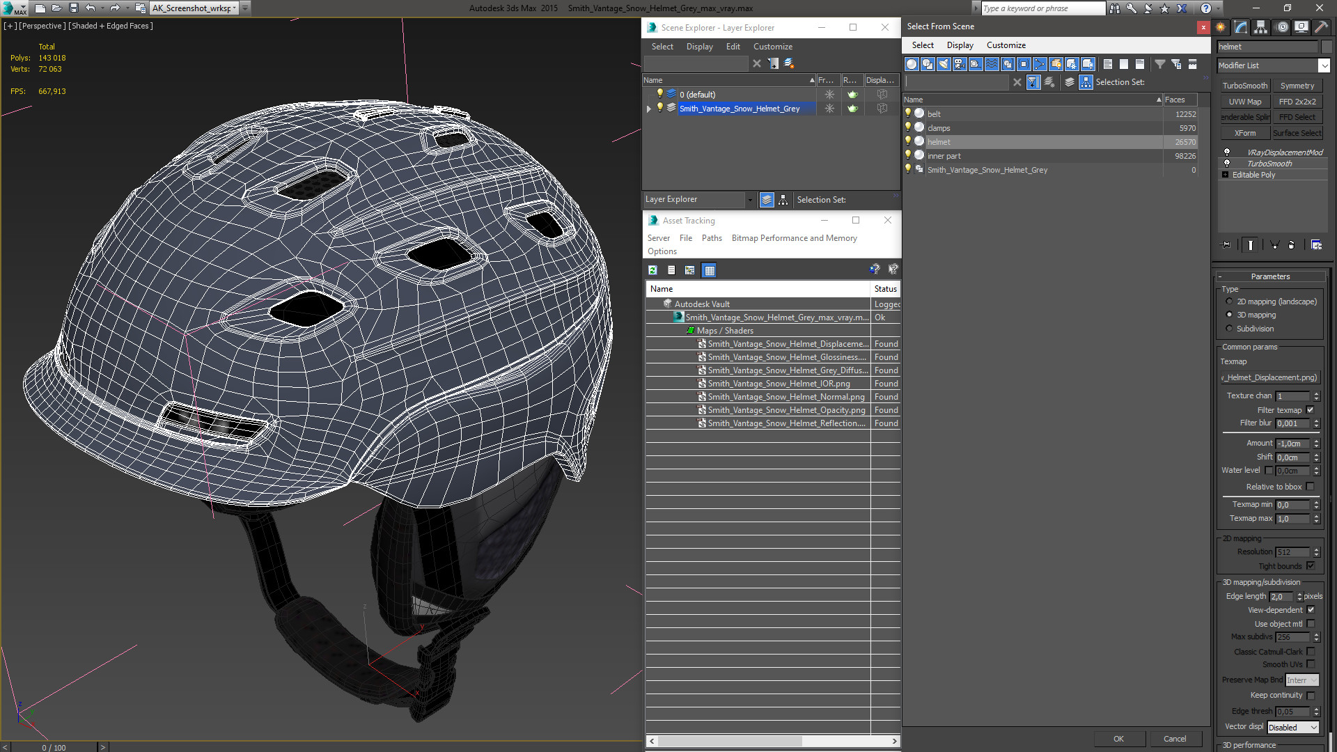 3D model Smith Vantage Snow Helmet Grey