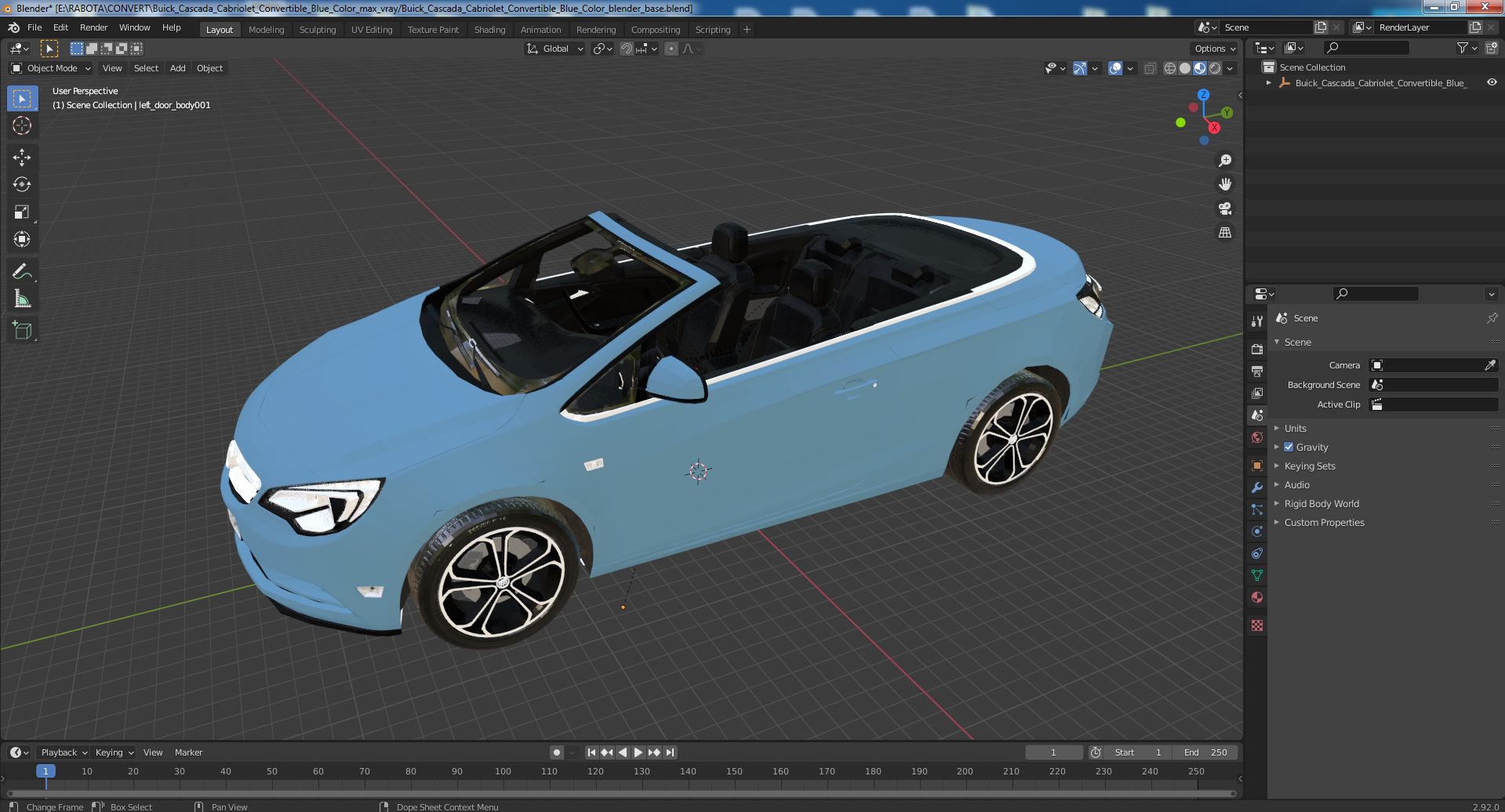 3D Buick Cascada Cabriolet Convertible Blue Color