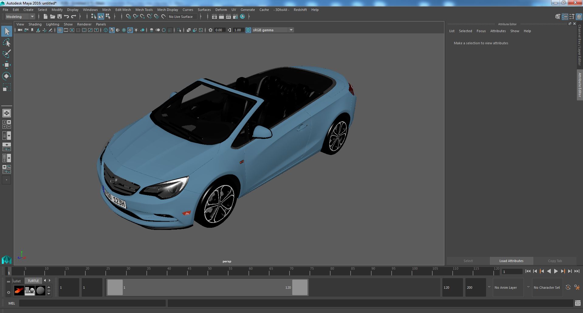 3D Buick Cascada Cabriolet Convertible Blue Color