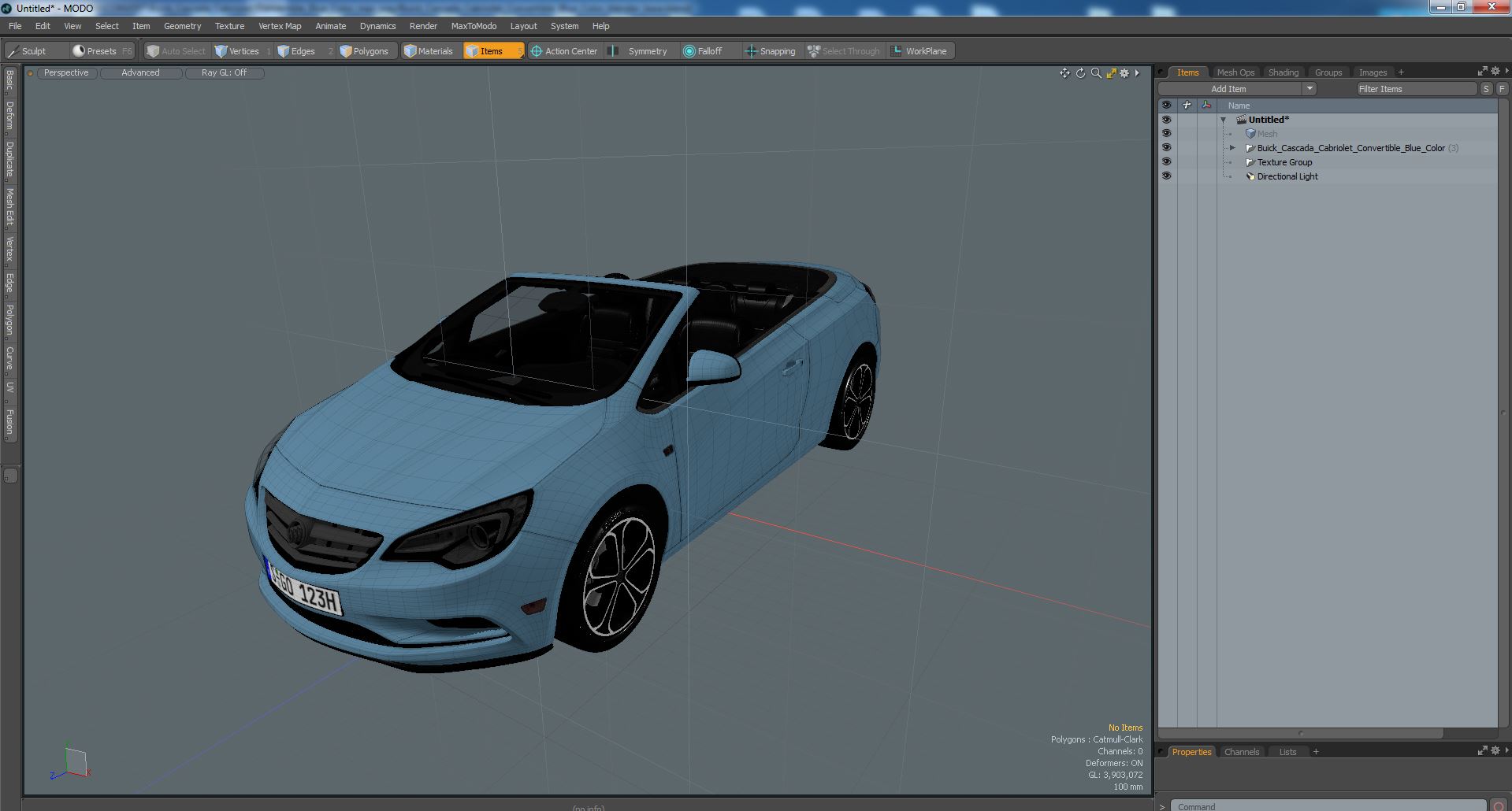 3D Buick Cascada Cabriolet Convertible Blue Color