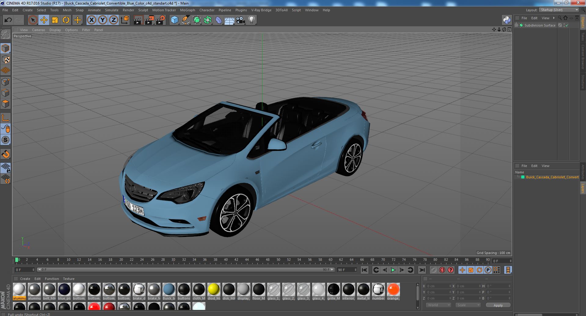 3D Buick Cascada Cabriolet Convertible Blue Color
