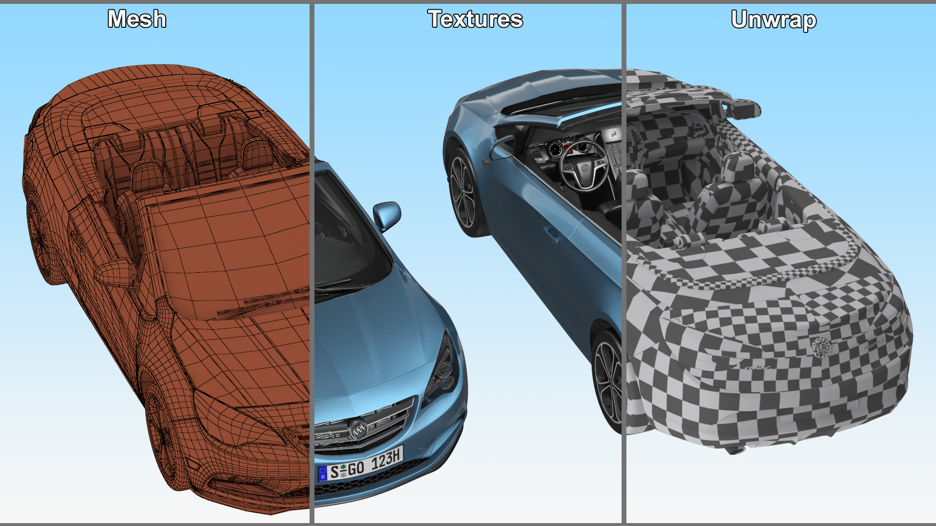 3D Buick Cascada Cabriolet Convertible Blue Color