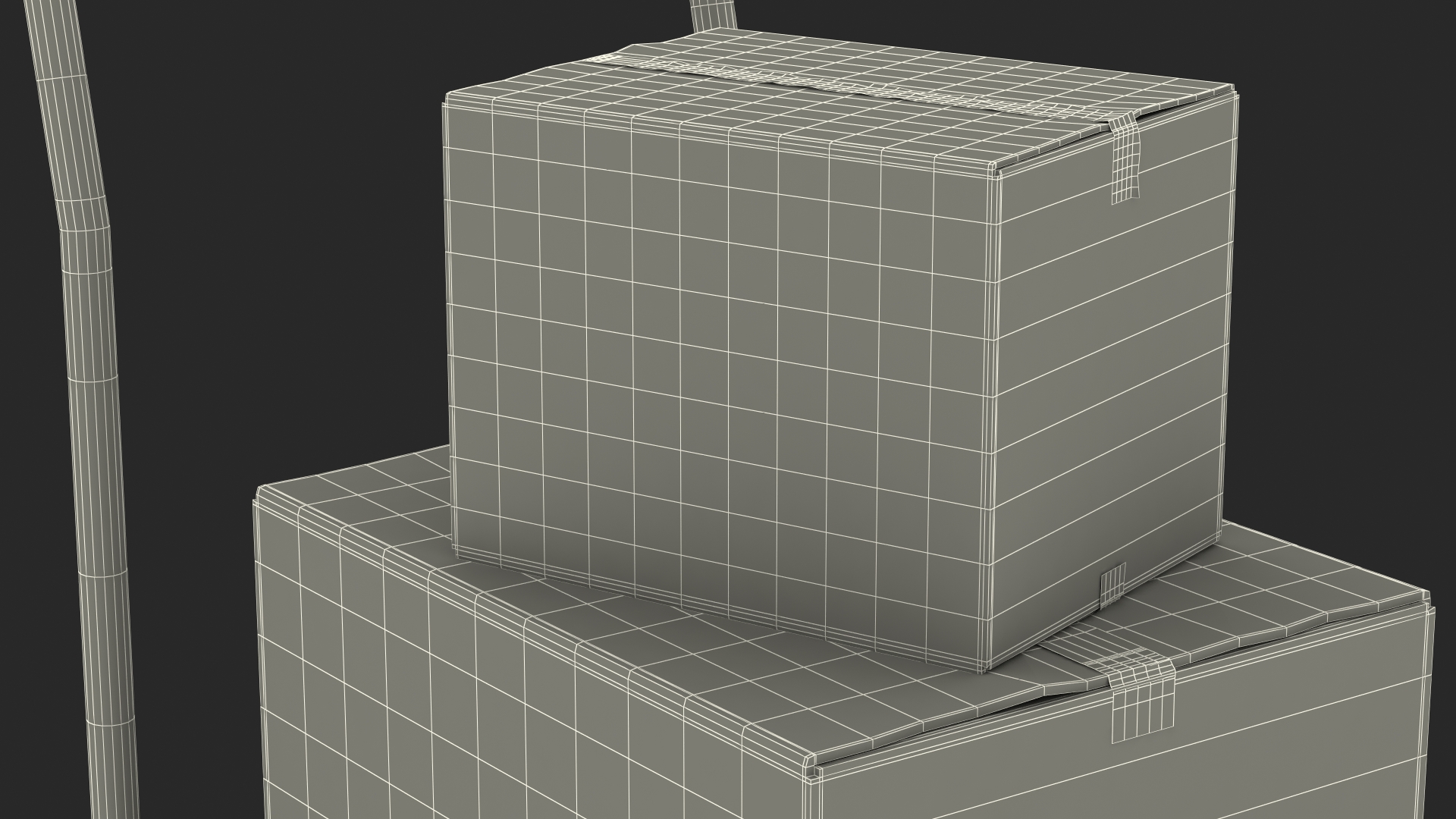 Trolley Low Platform Railing with Cardboard Boxes 3D model