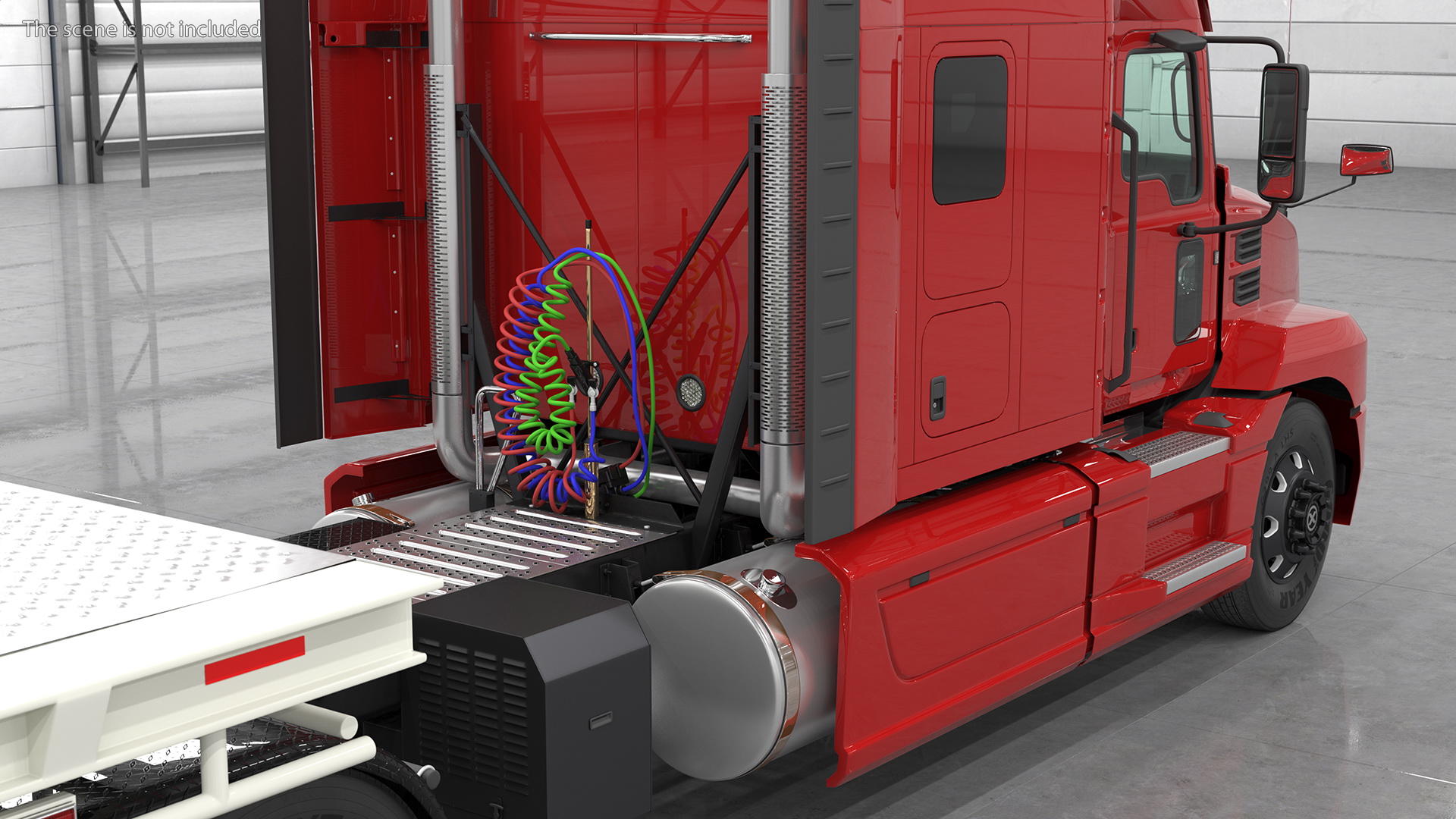 Mack Anthem Truck with Single Drop Tri Axle Extendable Trailer 3D