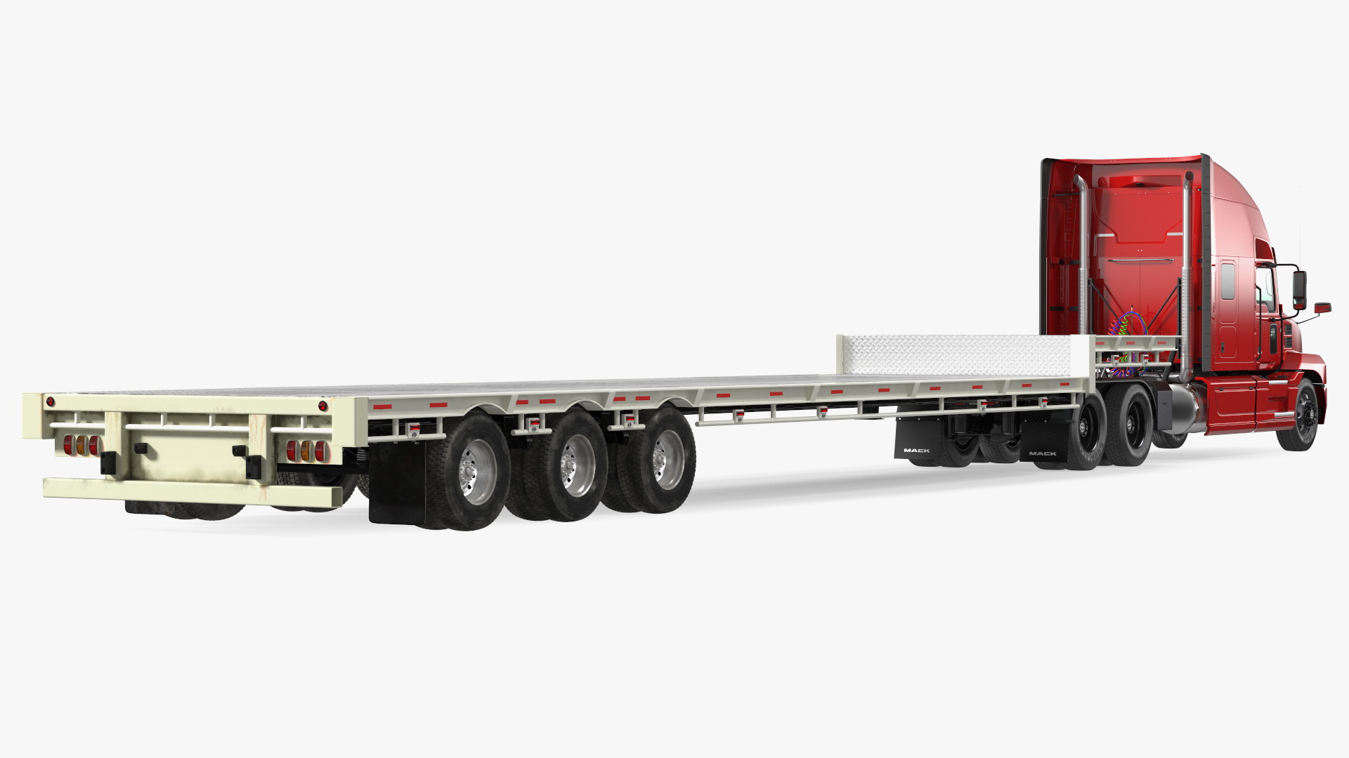 Mack Anthem Truck with Single Drop Tri Axle Extendable Trailer 3D