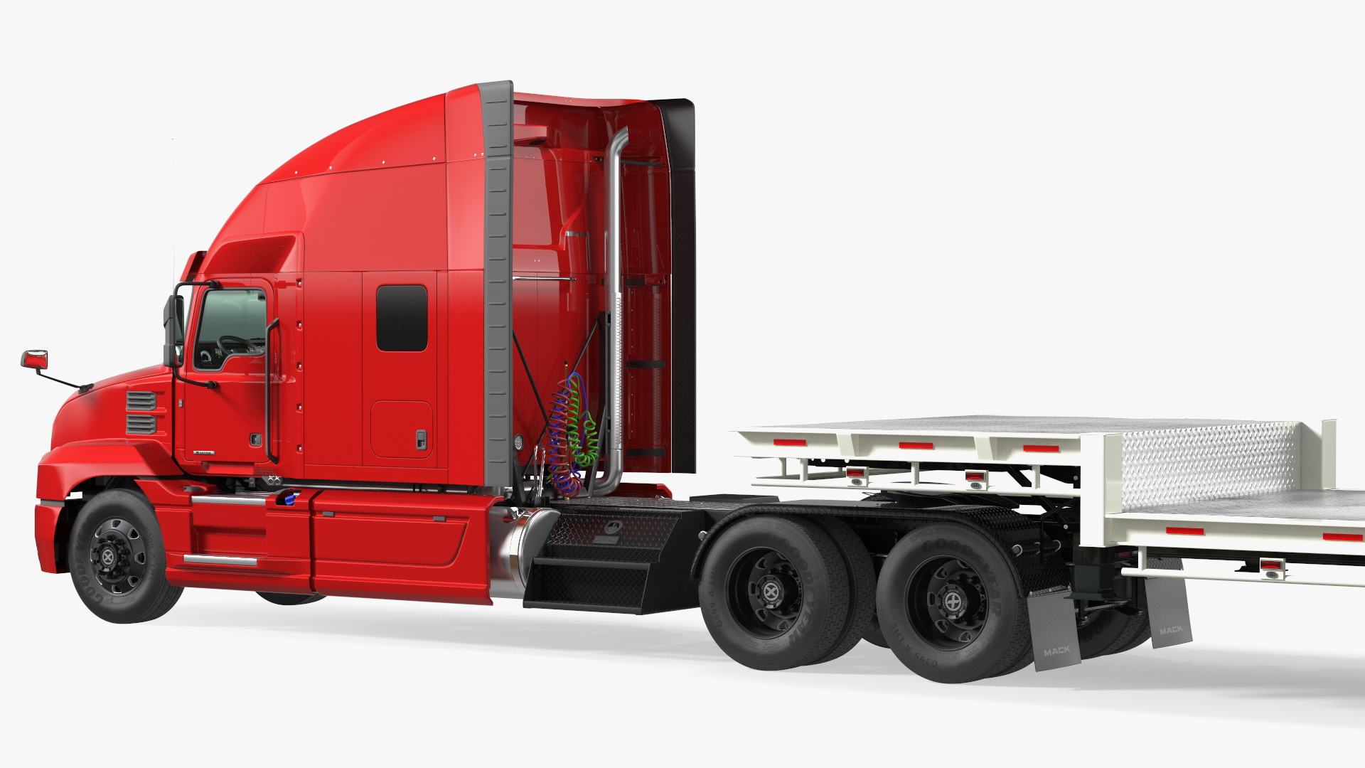 Mack Anthem Truck with Single Drop Tri Axle Extendable Trailer 3D