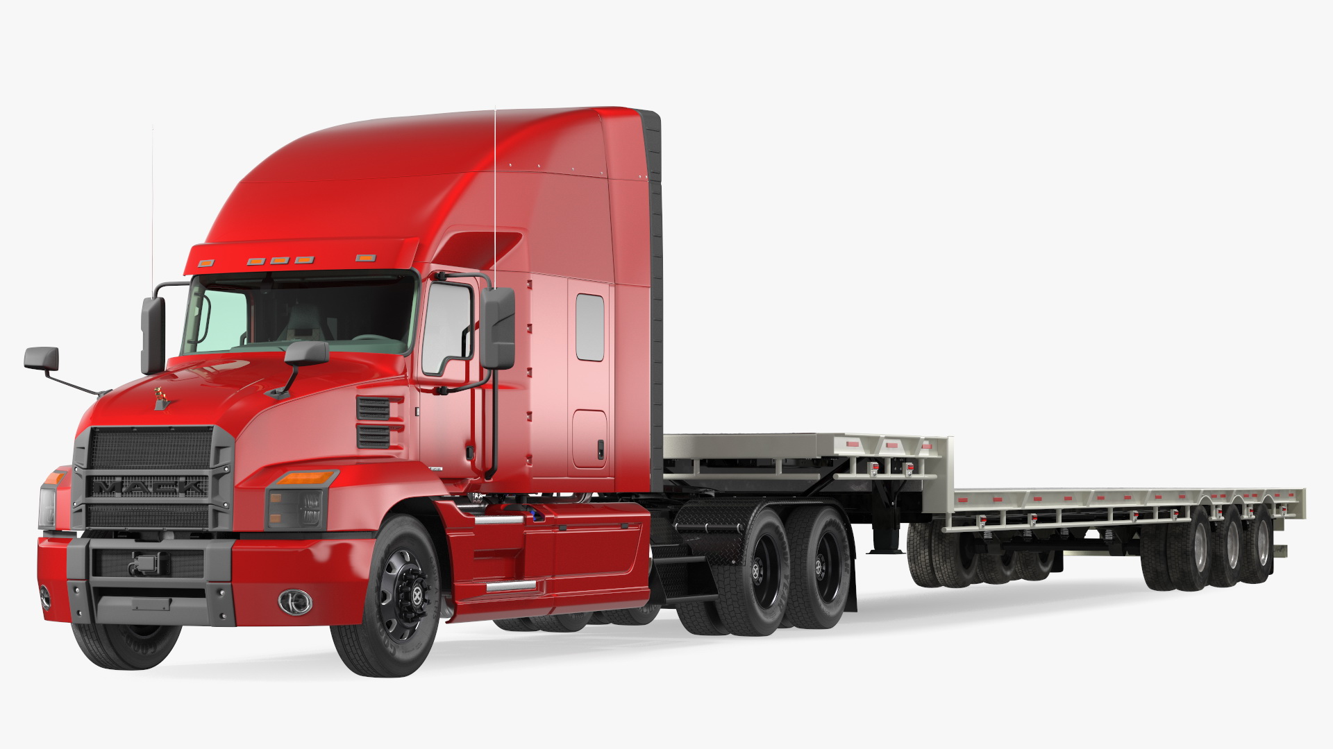 Mack Anthem Truck with Single Drop Tri Axle Extendable Trailer 3D